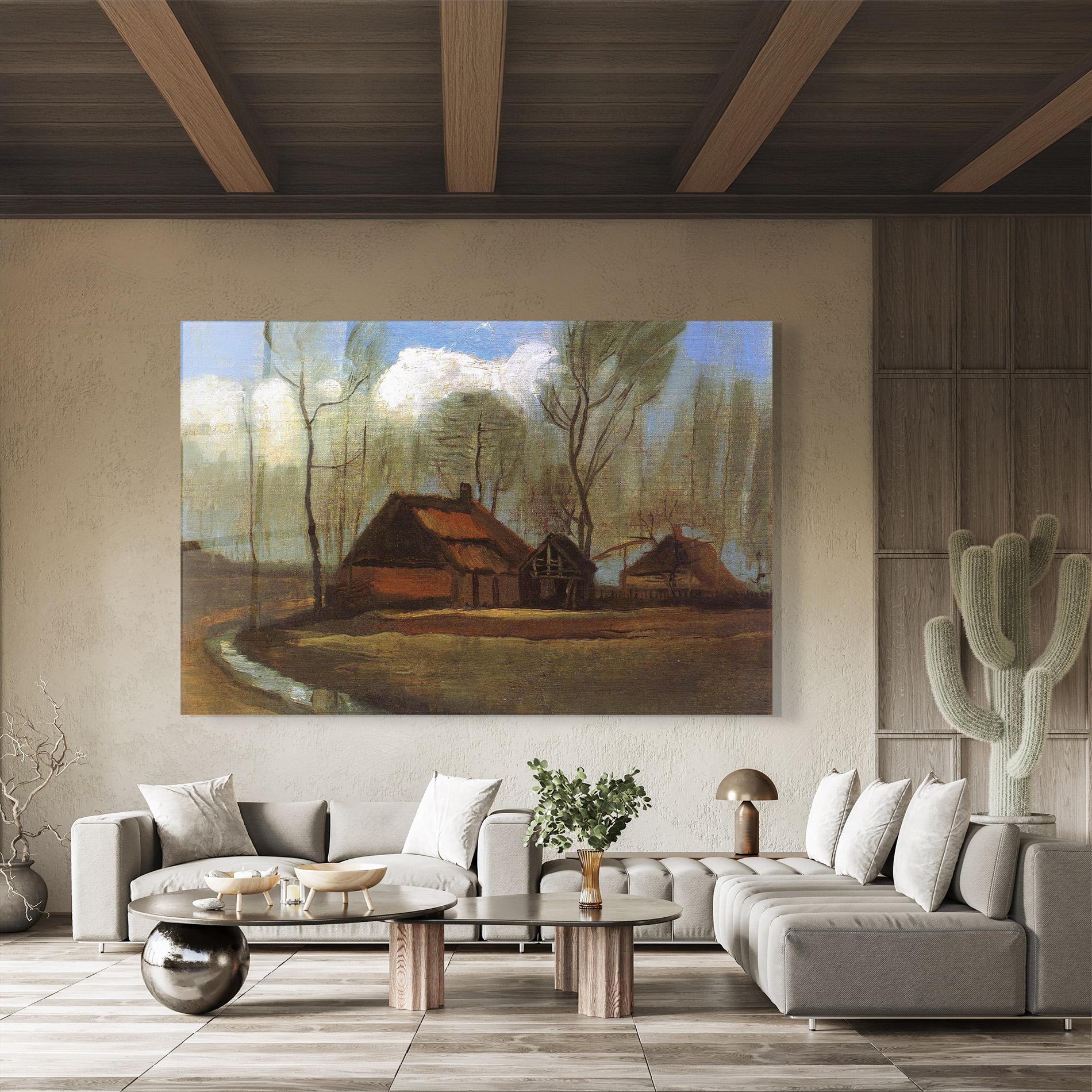 Üvegkép Farmhouses Among Trees mockup 8