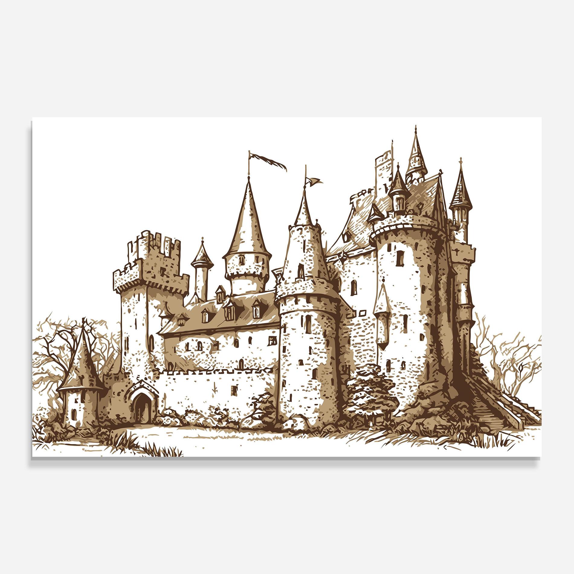 Üvegkép Brown Line Castle mockup 0