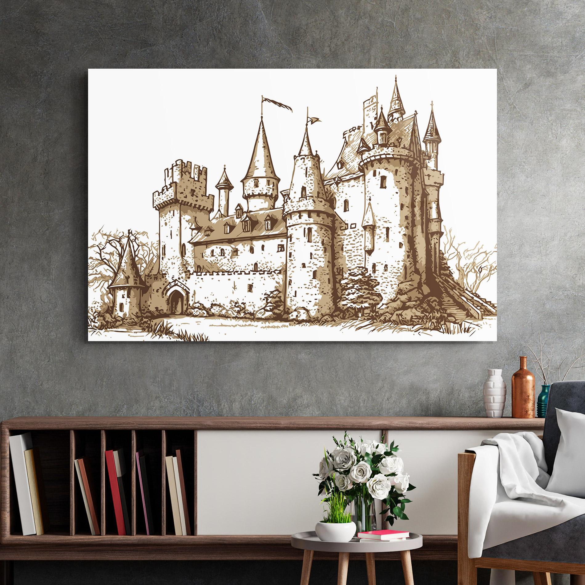 Üvegkép Brown Line Castle mockup 2