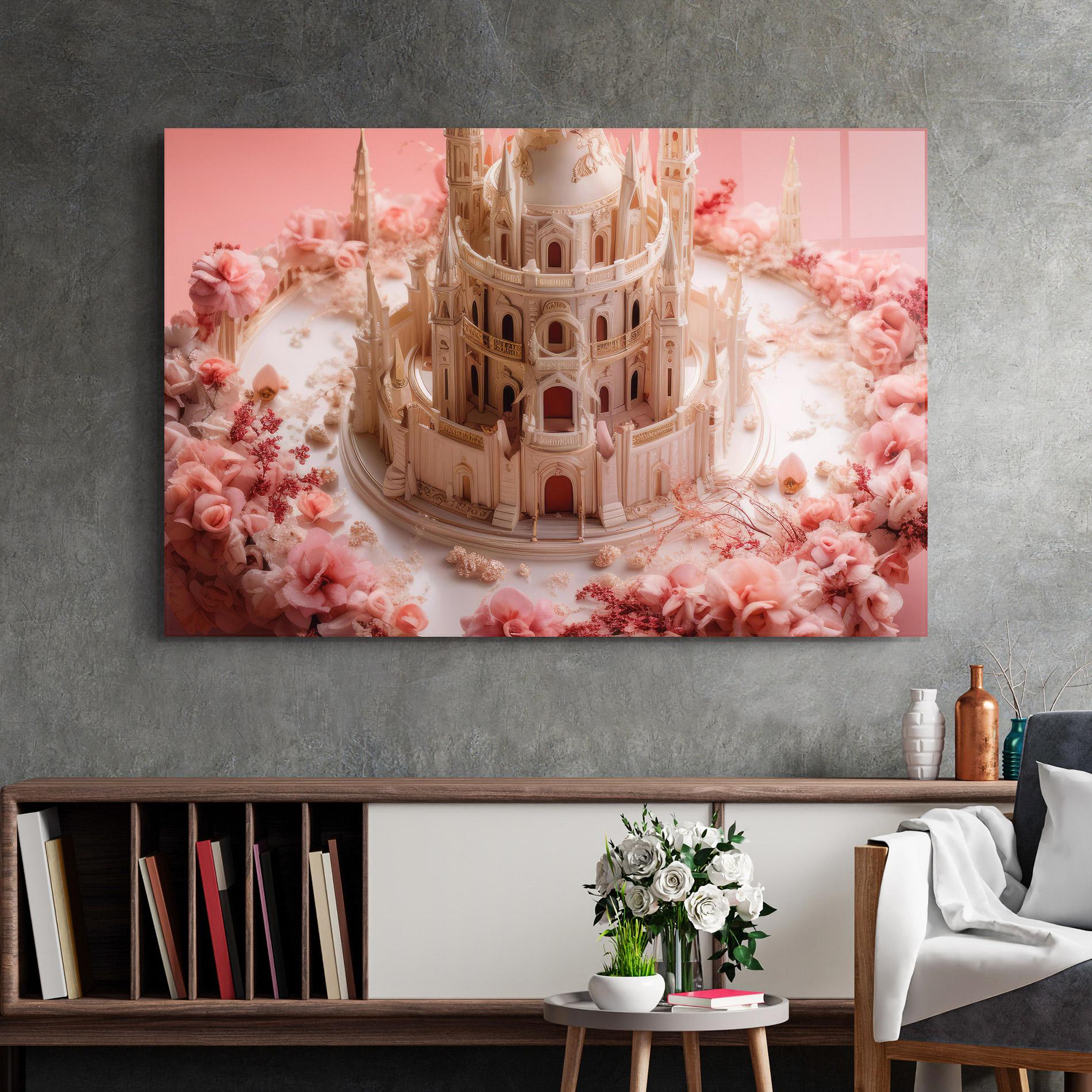 Üvegkép Cream Castle Flower mockup 2