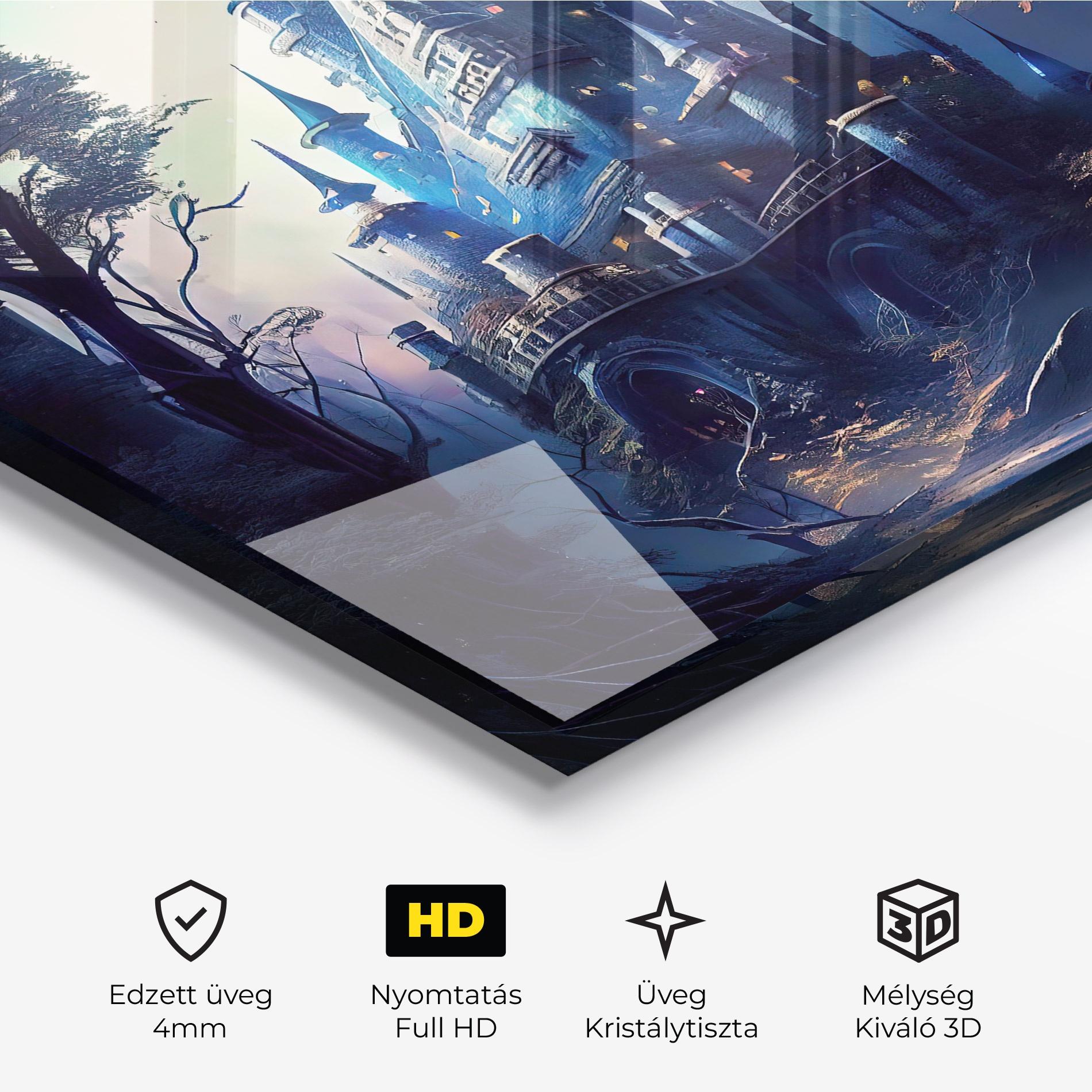 Üvegkép Blue Art Castle mockup 3