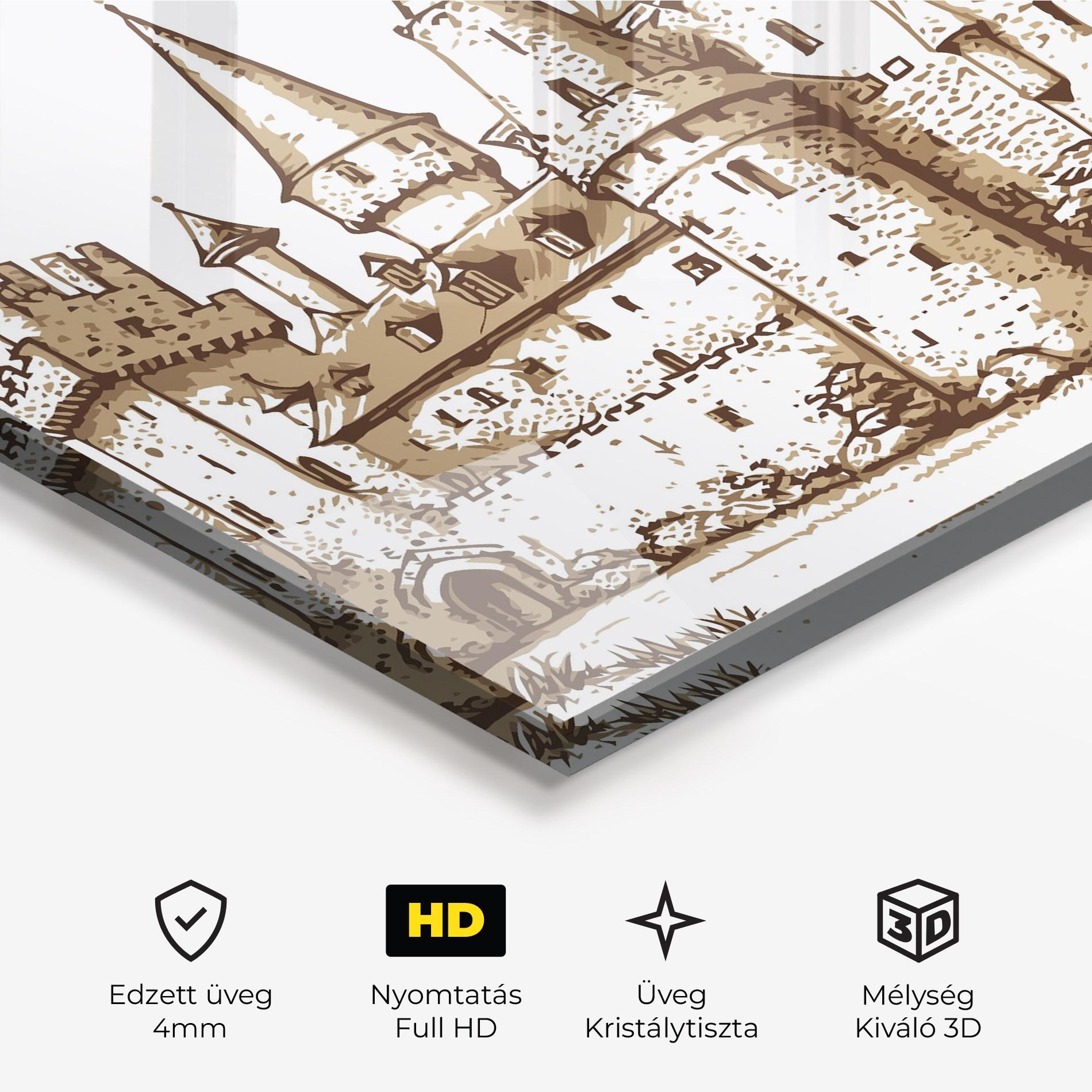 Üvegkép Brown Line Castle mockup 3