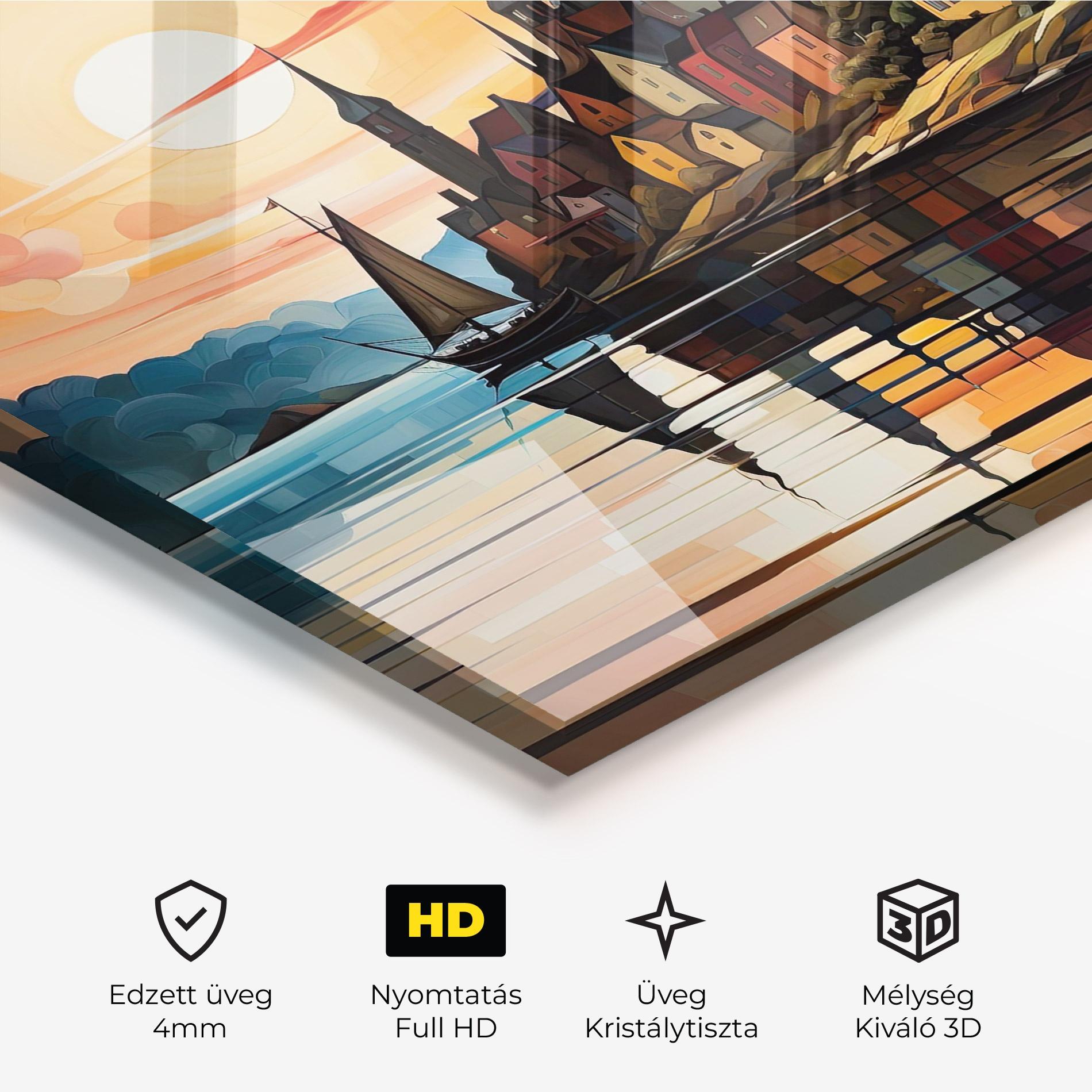 Üvegkép Castle Painting mockup 3