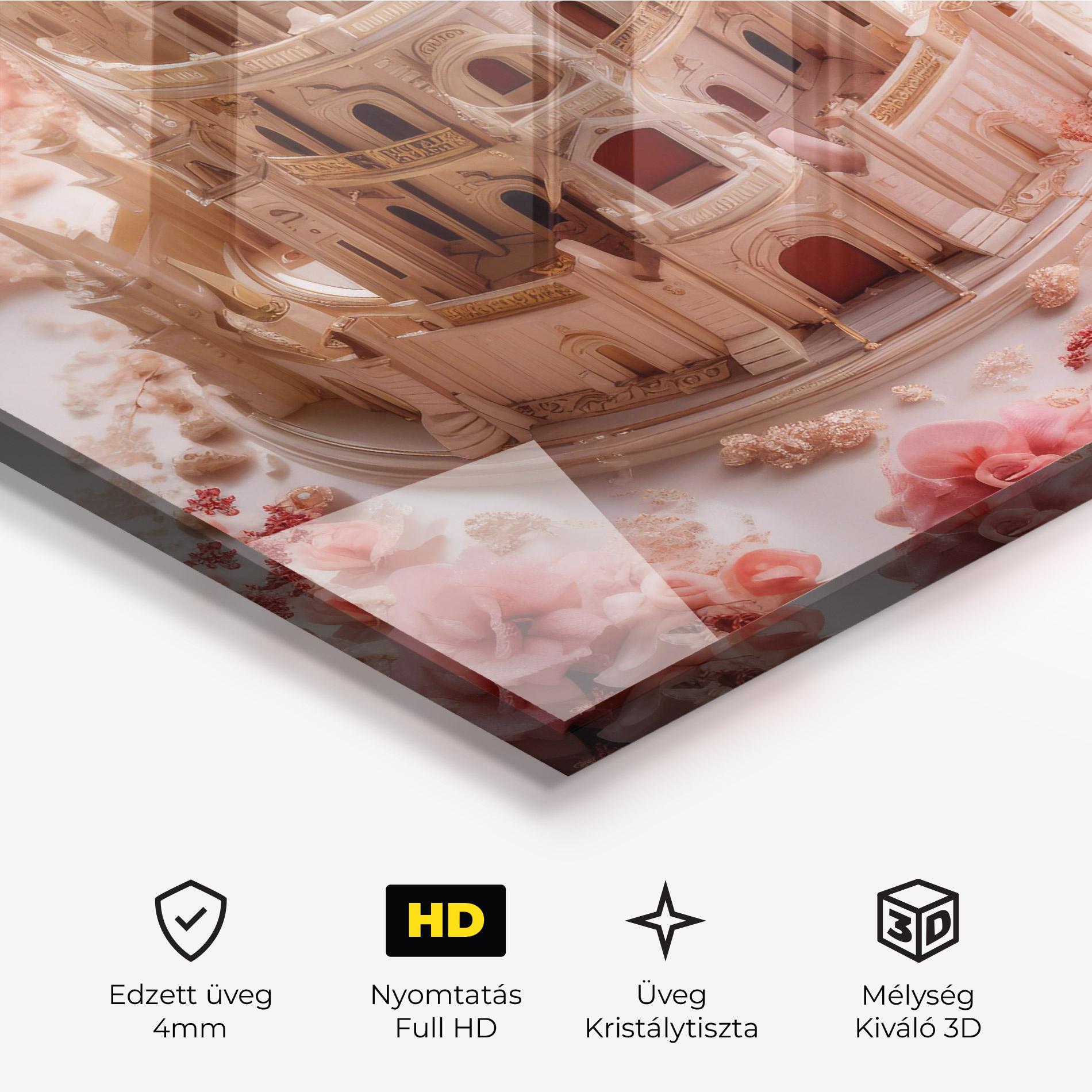 Üvegkép Cream Castle Flower mockup 3