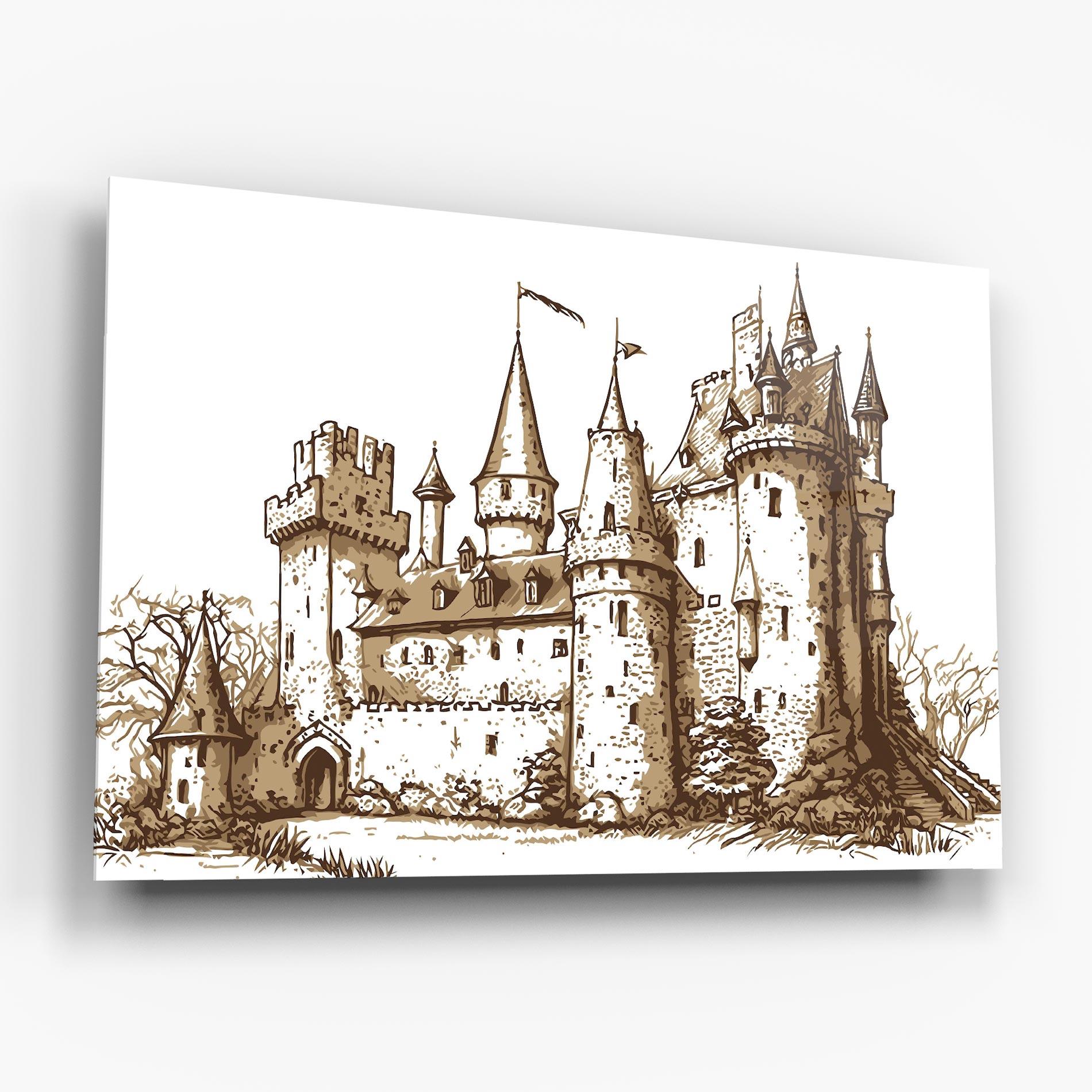 Üvegkép Brown Line Castle mockup 6