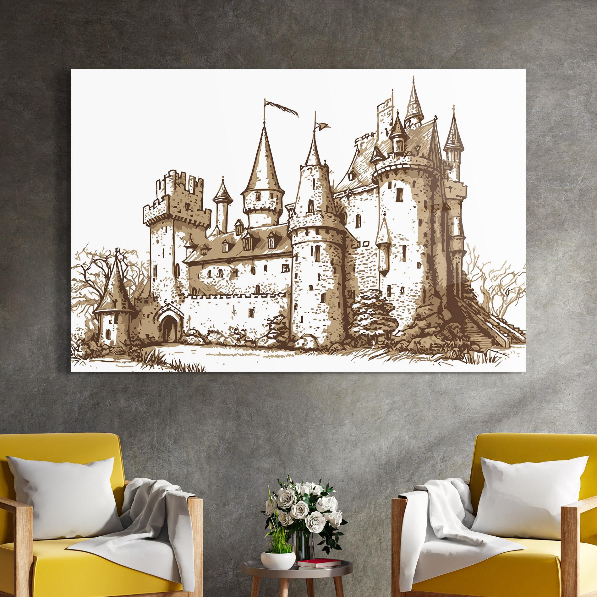 Üvegkép Brown Line Castle mockup 4