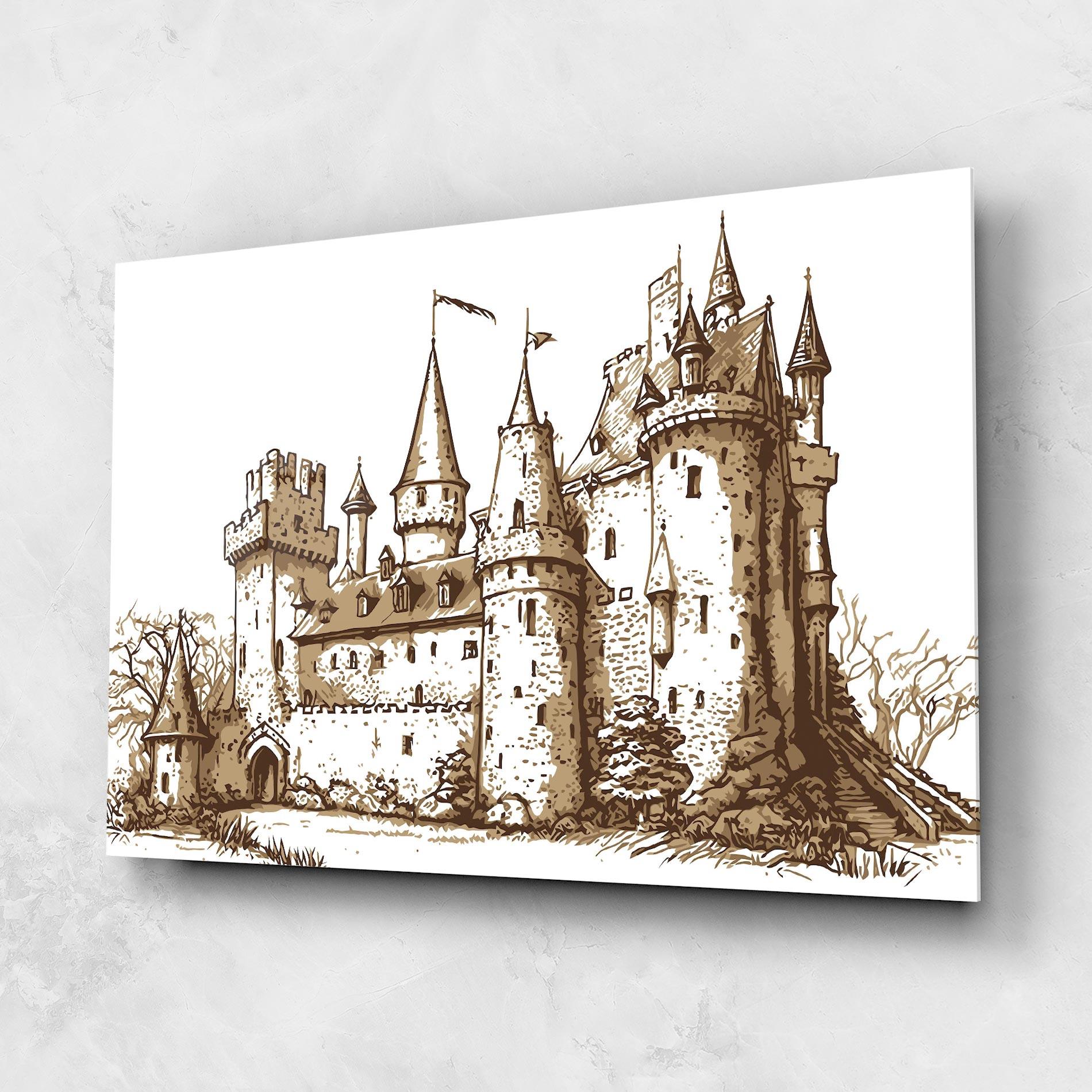 Üvegkép Brown Line Castle mockup 1