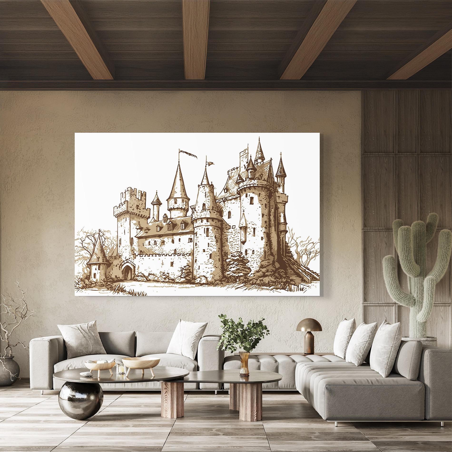 Üvegkép Brown Line Castle mockup 8