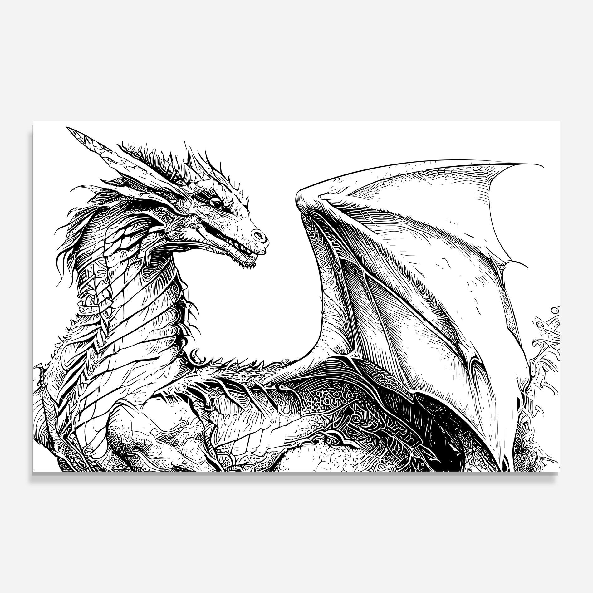Üvegkép Dragon Sketch mockup 0