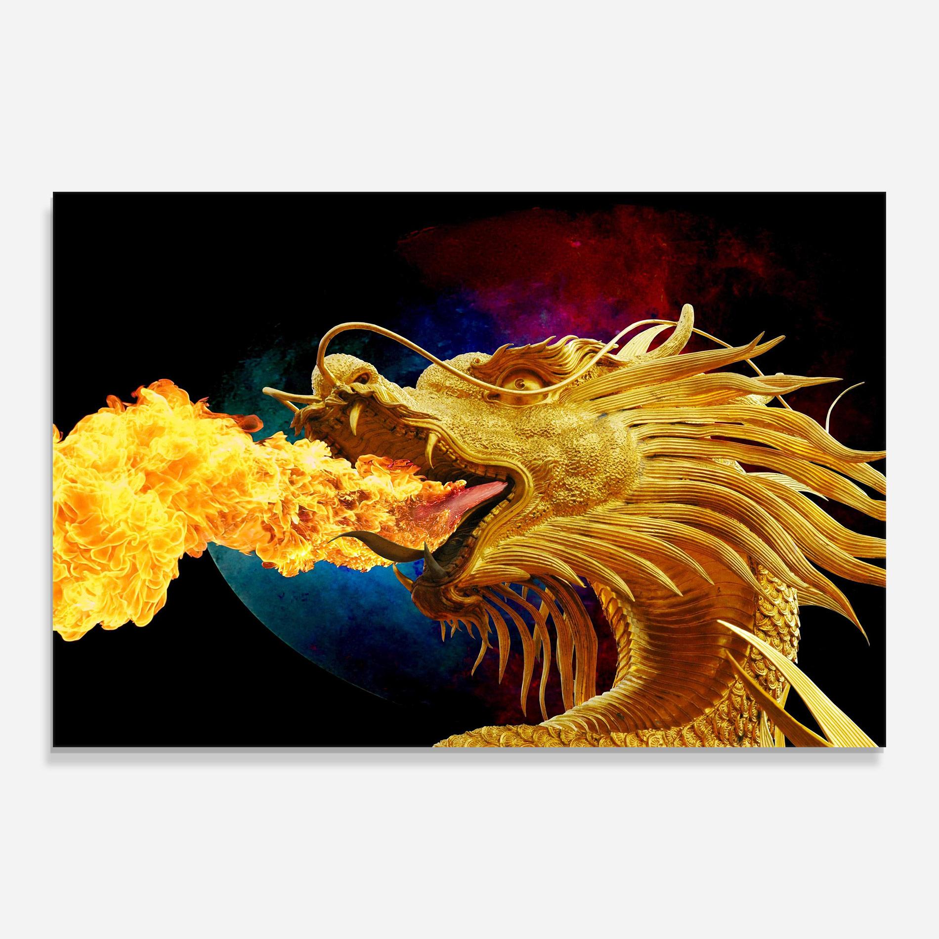 Üvegkép Golden Fire Dragon mockup 0