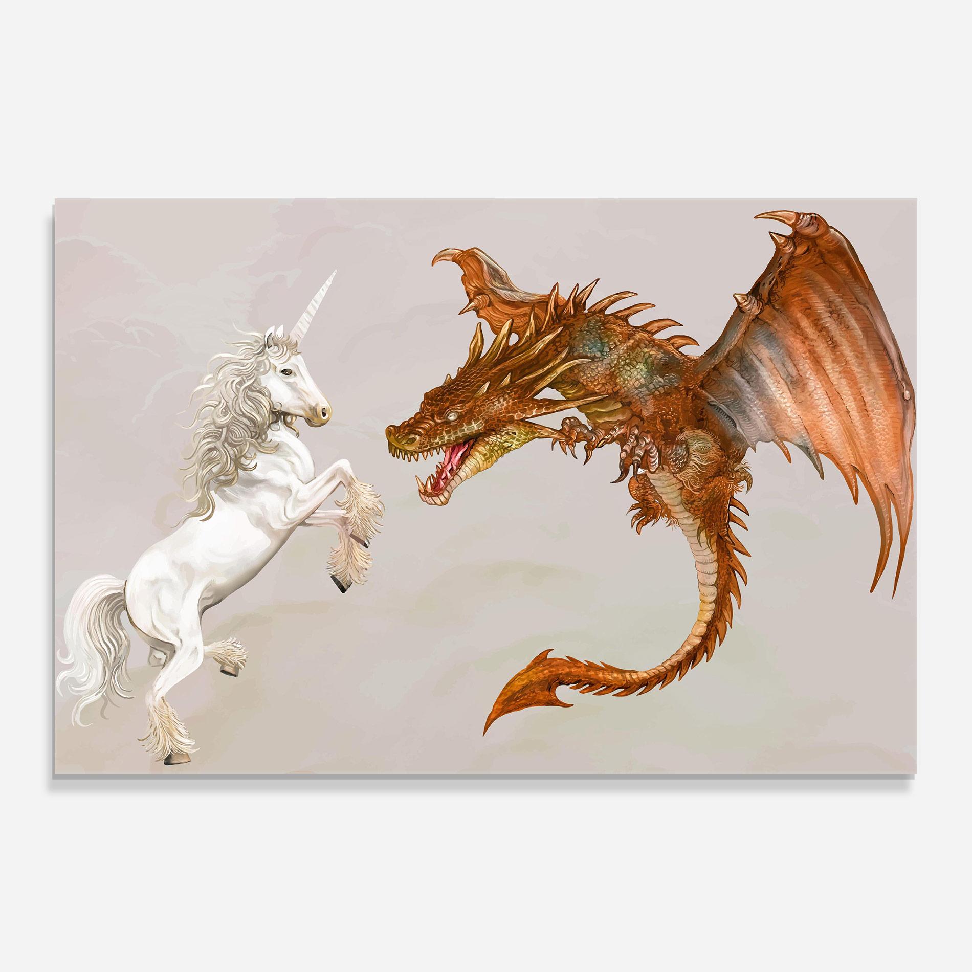 Üvegkép Unicorn And Dragon mockup 0