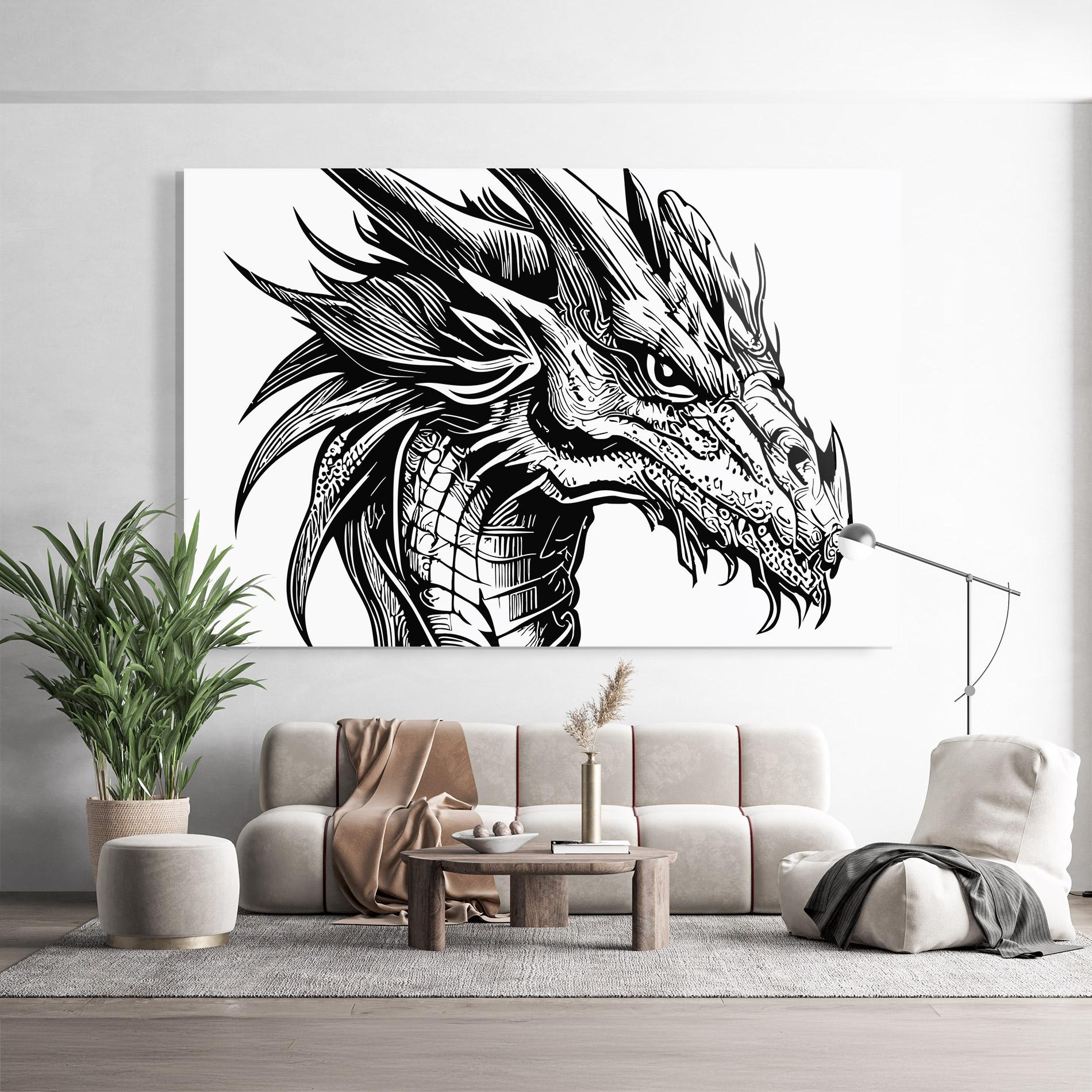 Üvegkép Black Line Dragon mockup 9