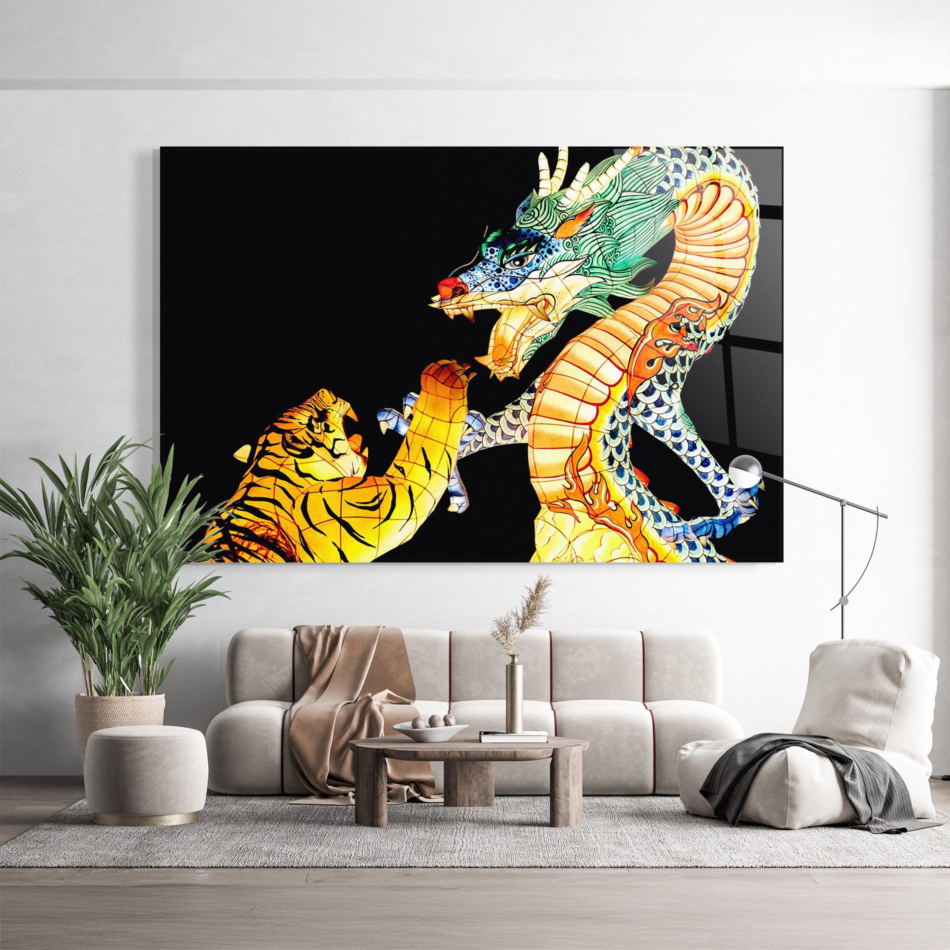Üvegkép Chinese Dragon And Tiger mockup 9