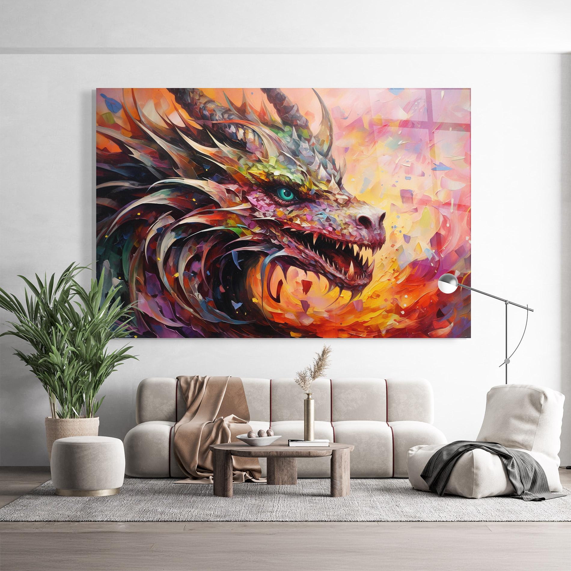 Üvegkép Colorful Dragon Painting mockup 9