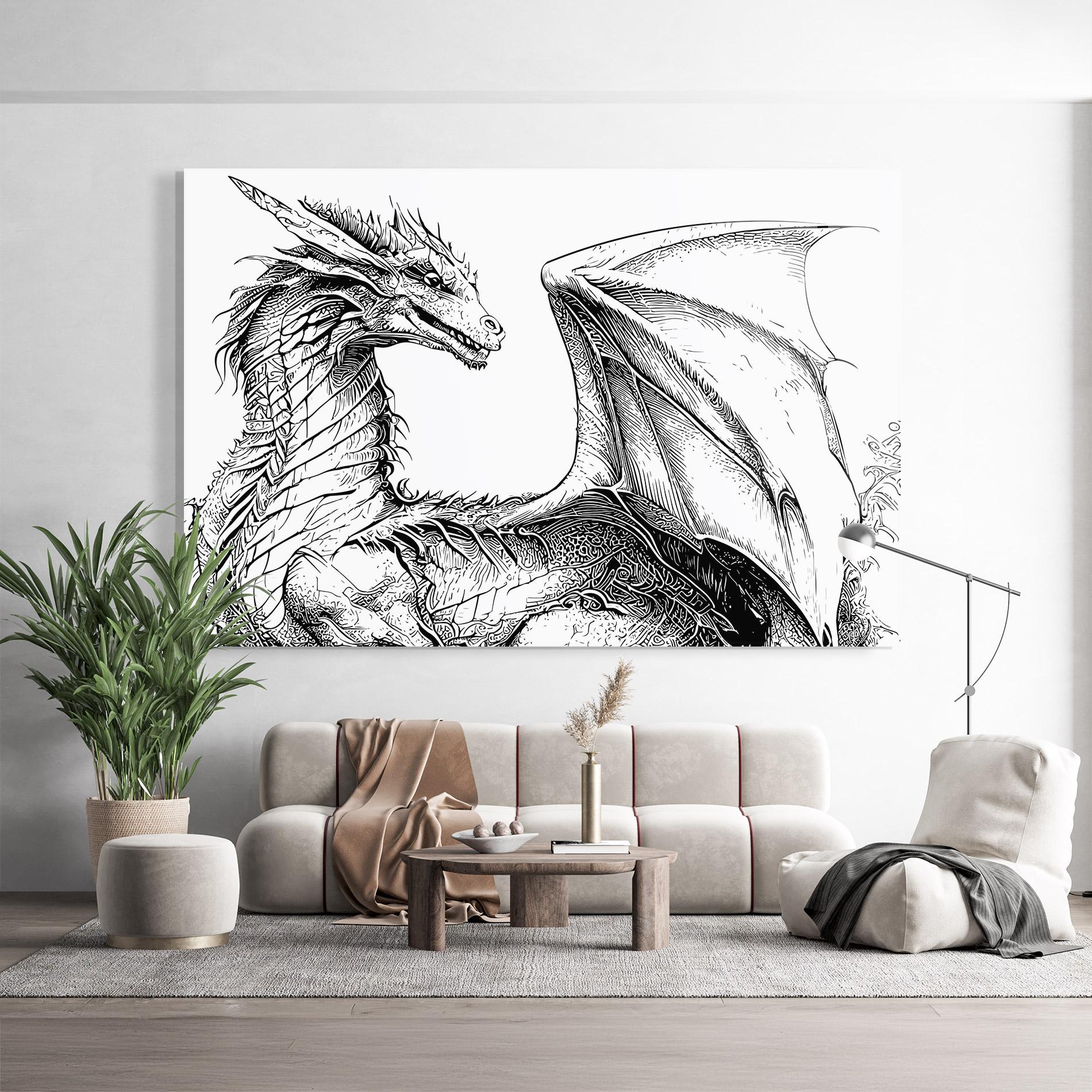 Üvegkép Dragon Sketch mockup 9