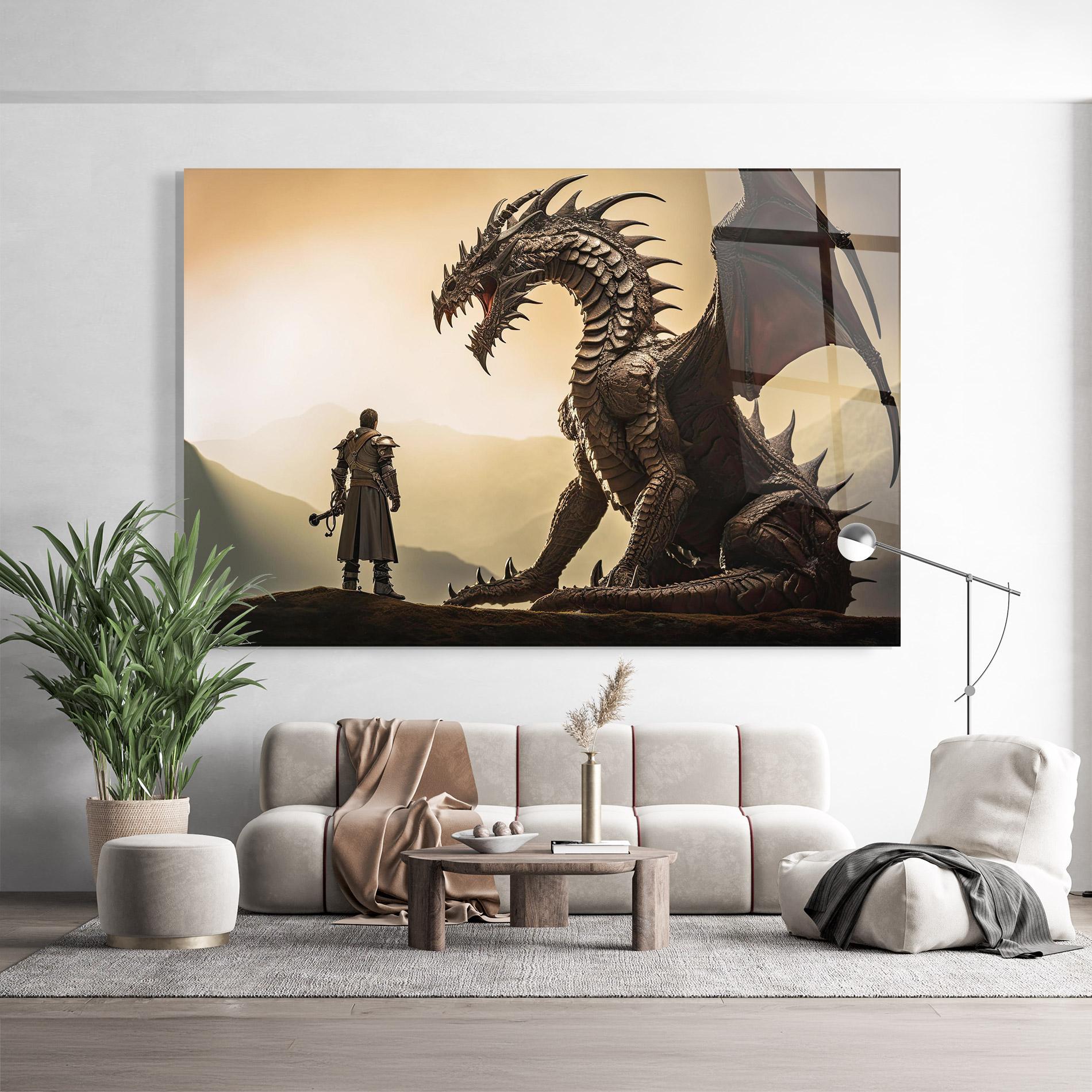 Üvegkép Fantasy Huge Dragon mockup 9