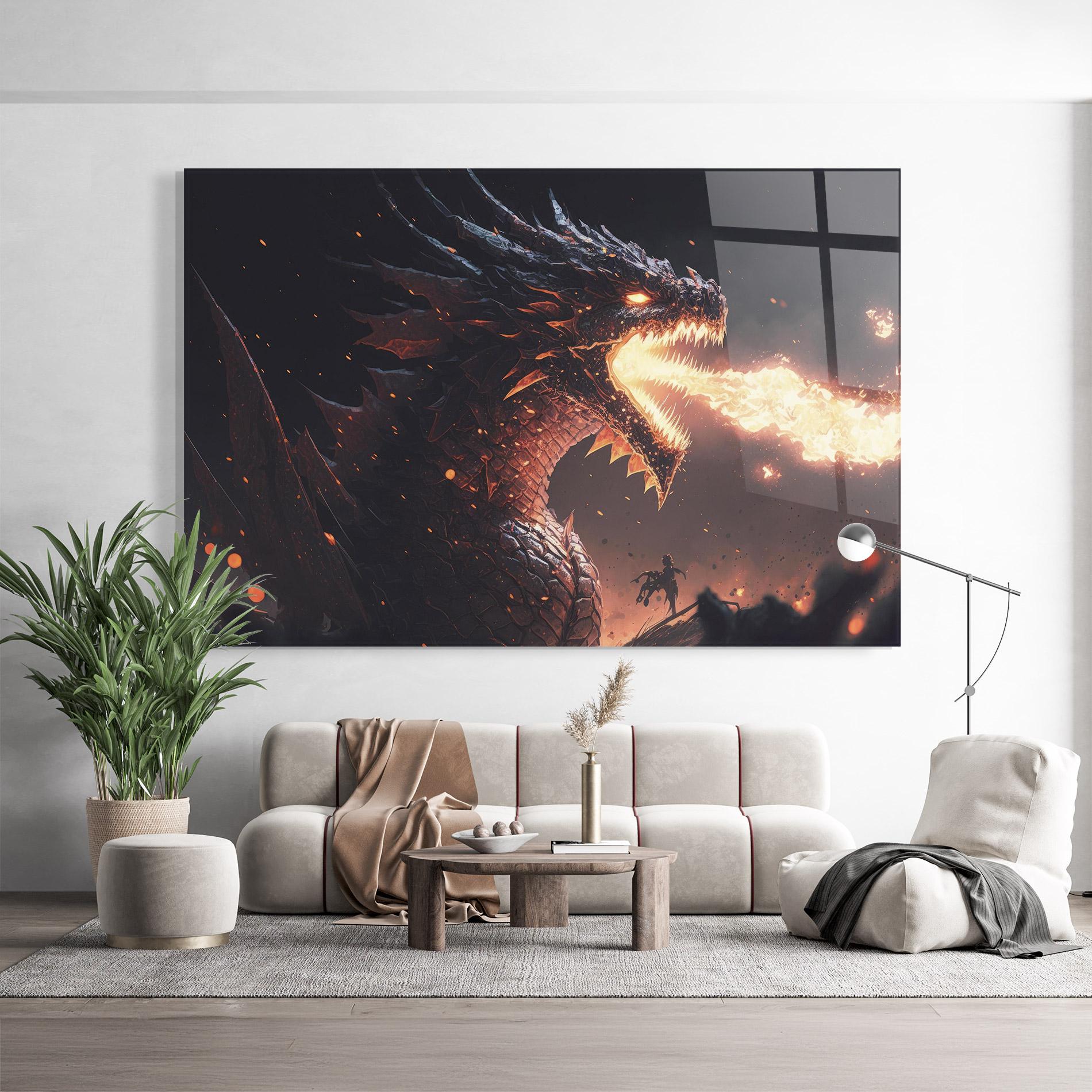 Üvegkép Fire Explosion Dragon mockup 9