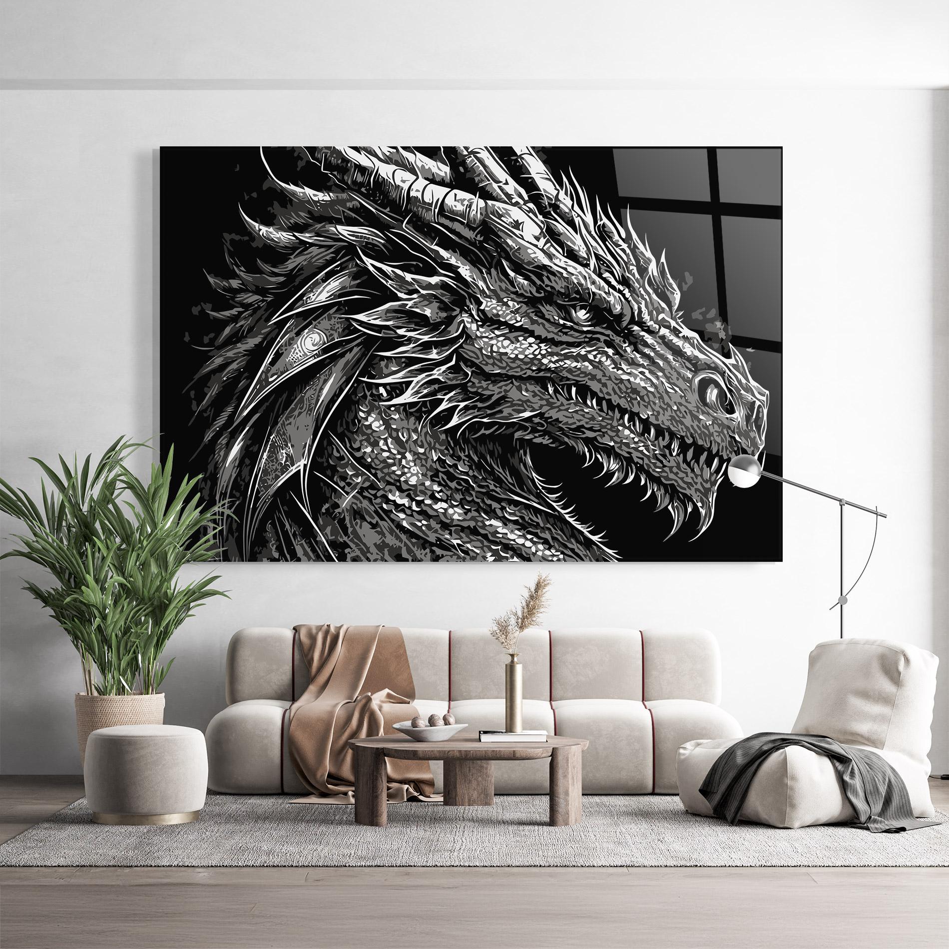 Üvegkép Grey White Dragon mockup 9