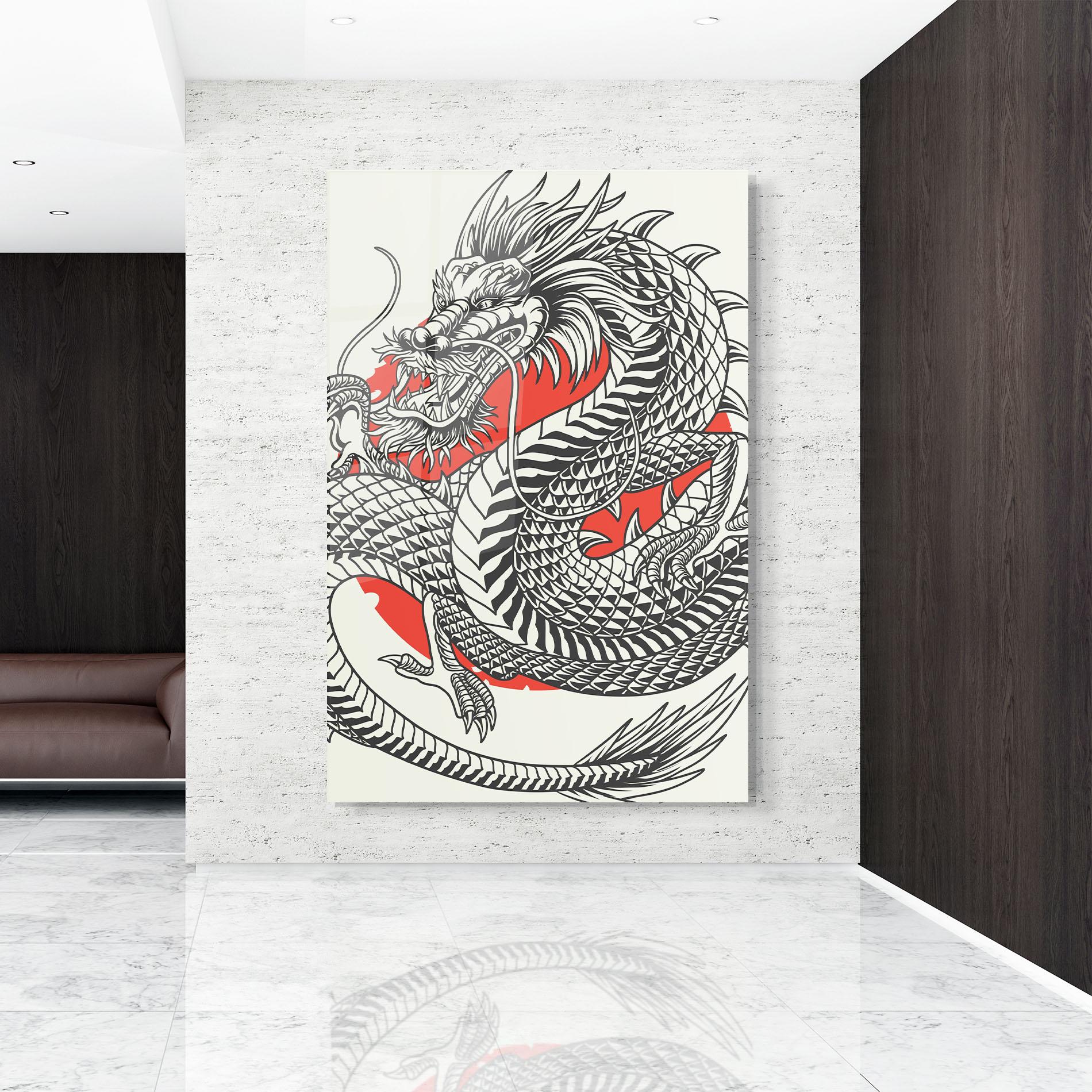 Üvegkép Cream Grey Dragon mockup 9