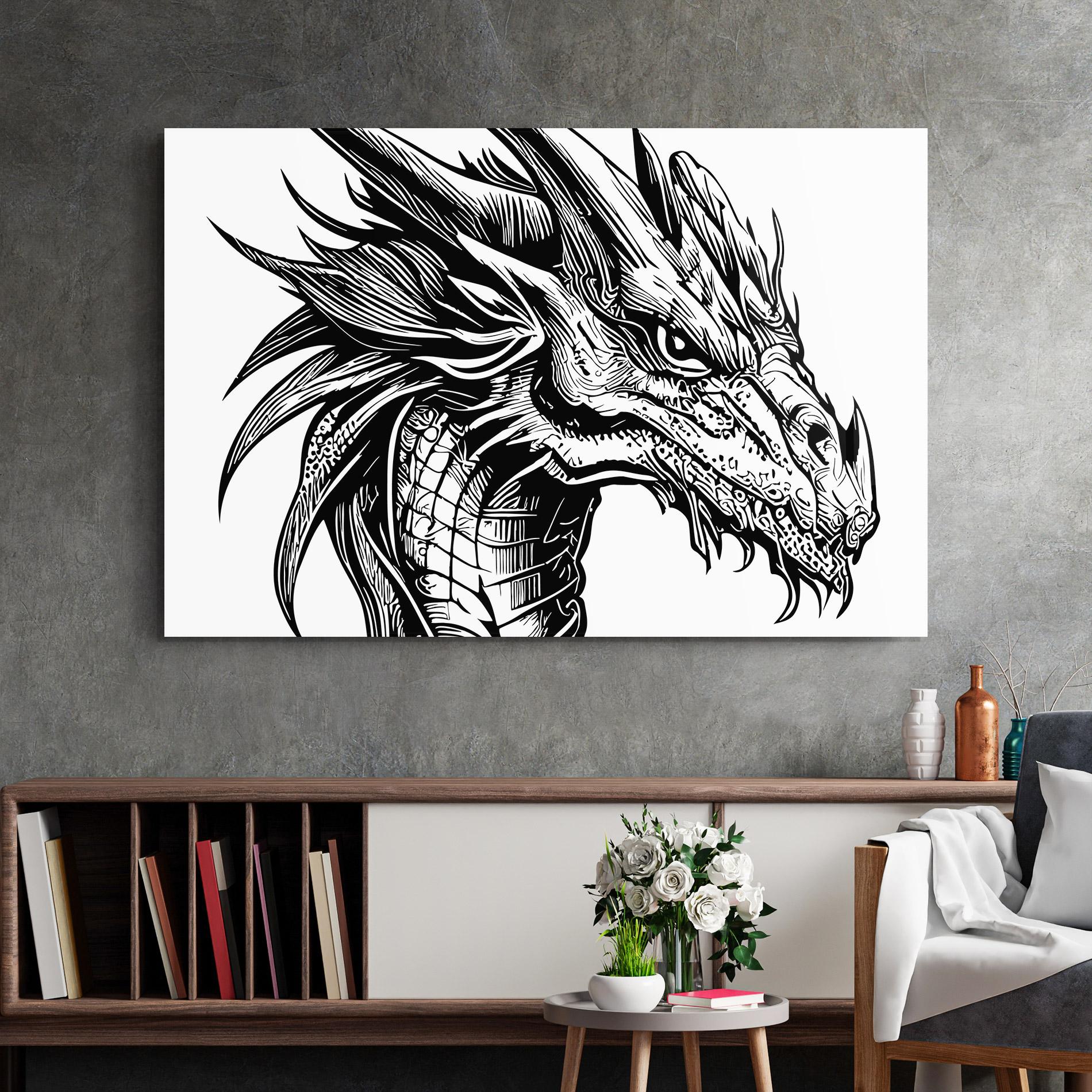 Üvegkép Black Line Dragon mockup 2