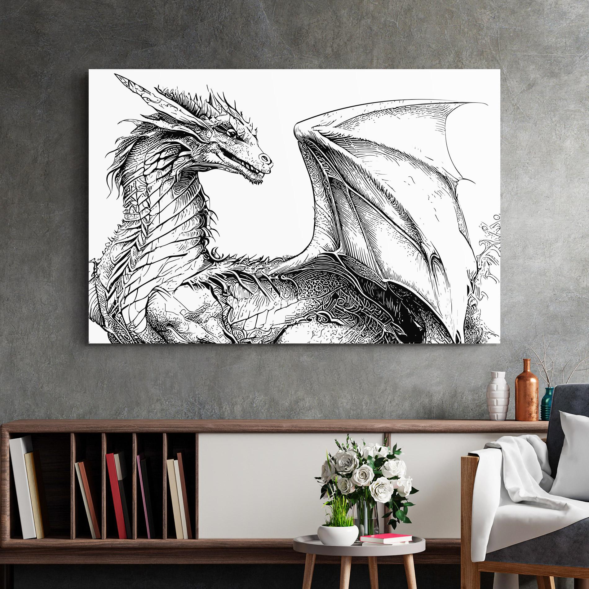 Üvegkép Dragon Sketch mockup 2