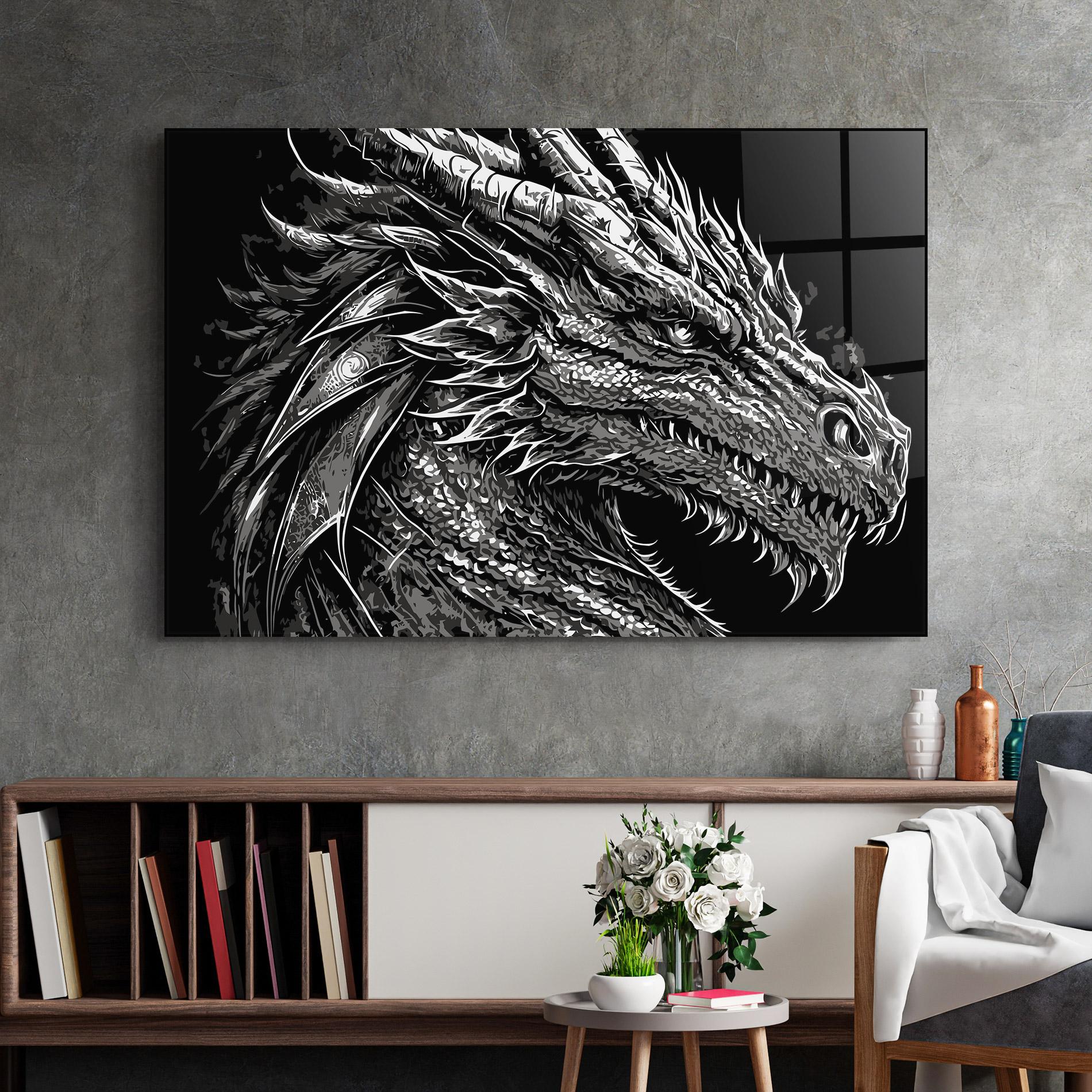 Üvegkép Grey White Dragon mockup 2