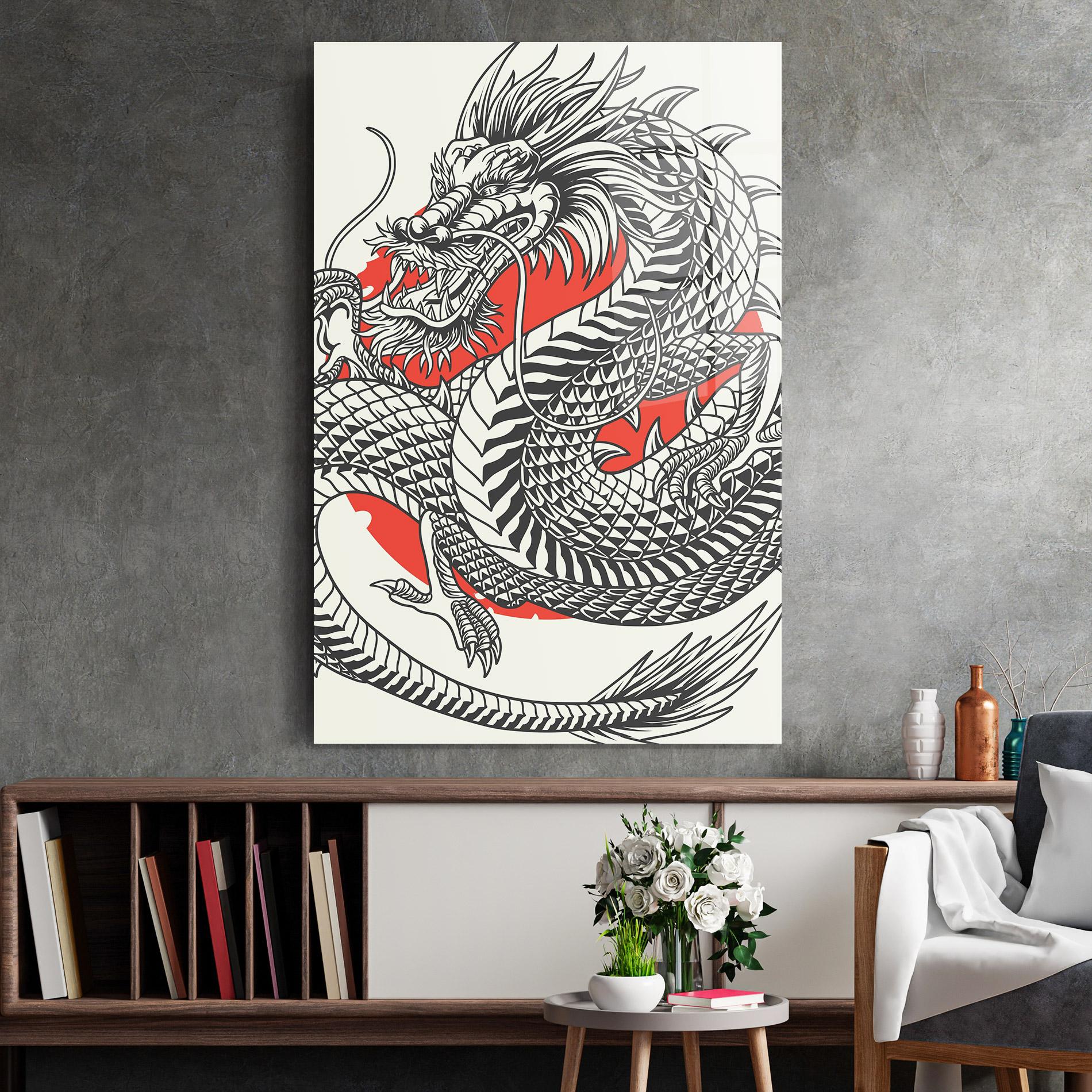 Üvegkép Cream Grey Dragon mockup 2