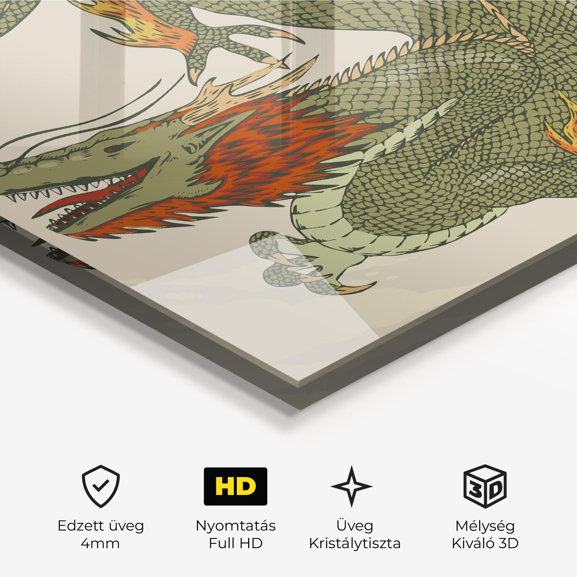 Üvegkép Chinese Dragon Green mockup 3