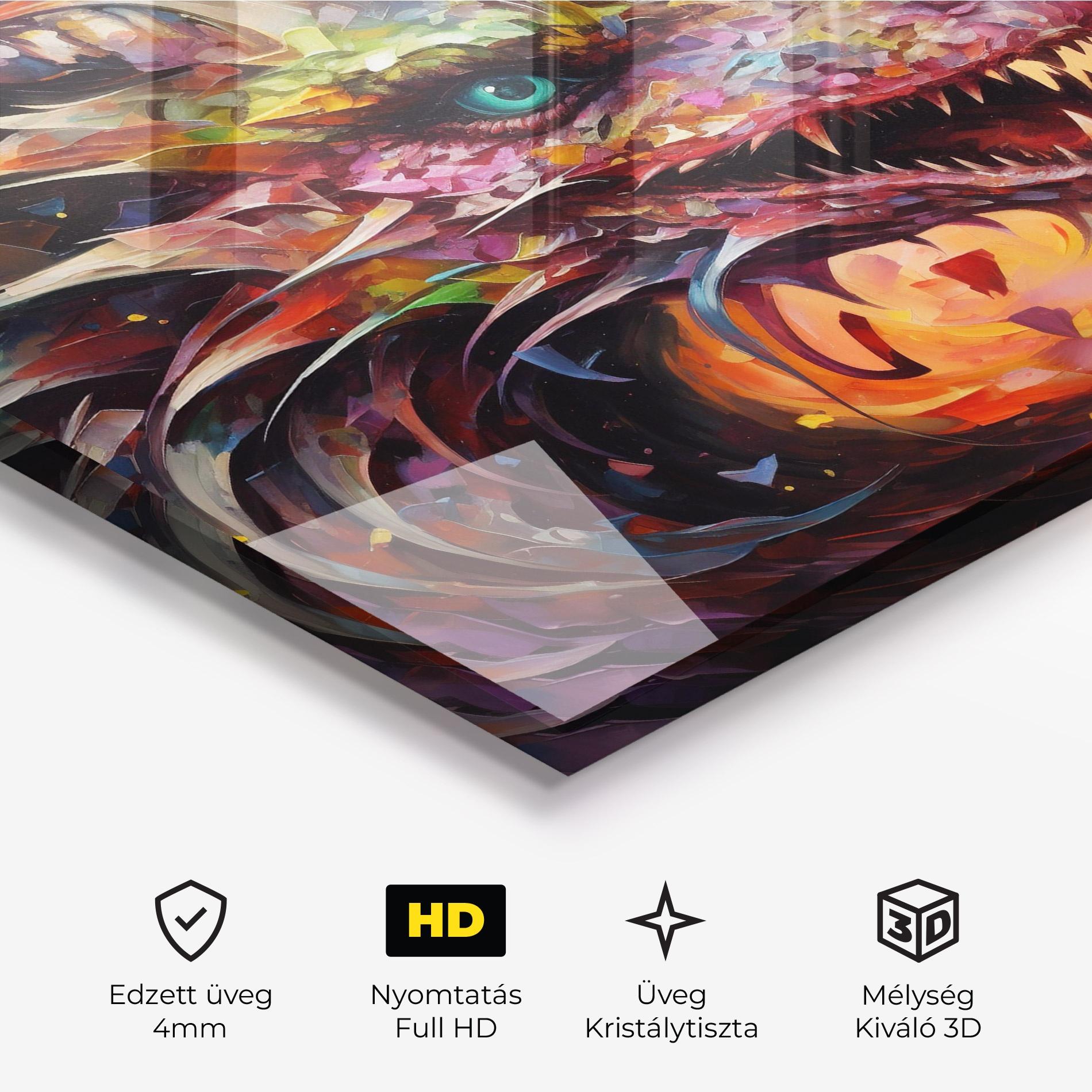 Üvegkép Colorful Dragon Painting mockup 3