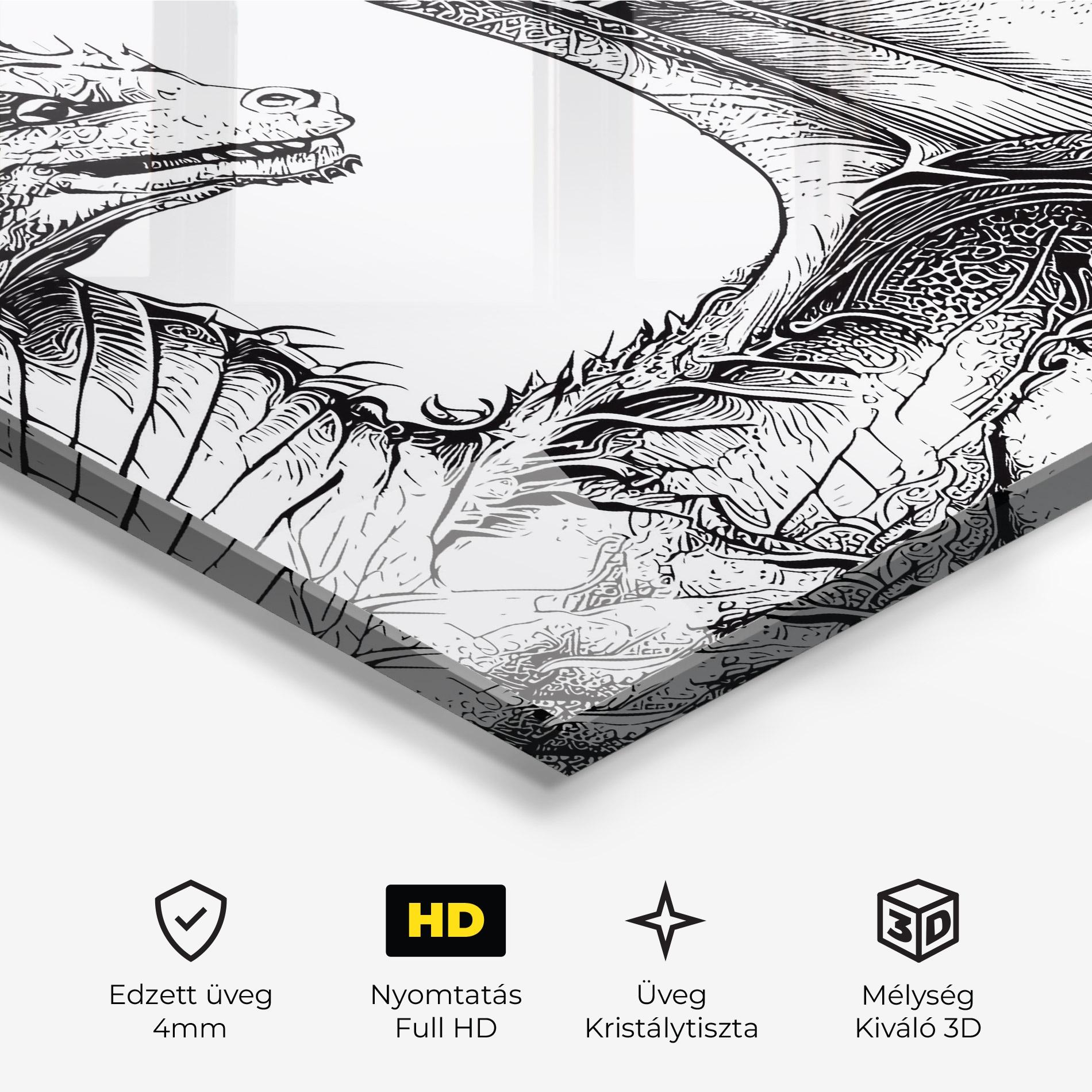 Üvegkép Dragon Sketch mockup 3