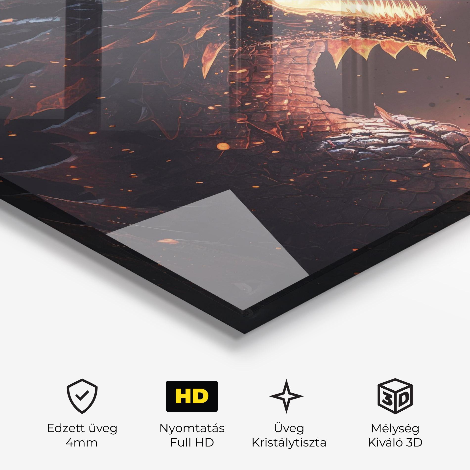 Üvegkép Fire Explosion Dragon mockup 3