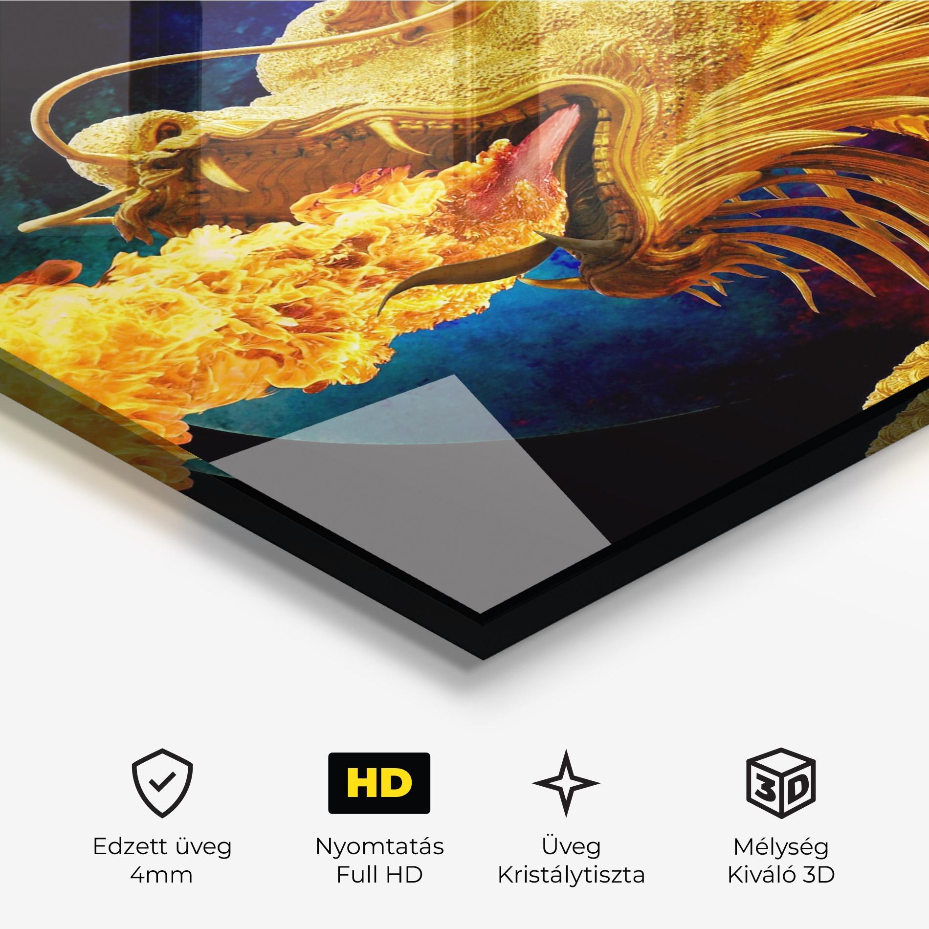 Üvegkép Golden Fire Dragon mockup 3