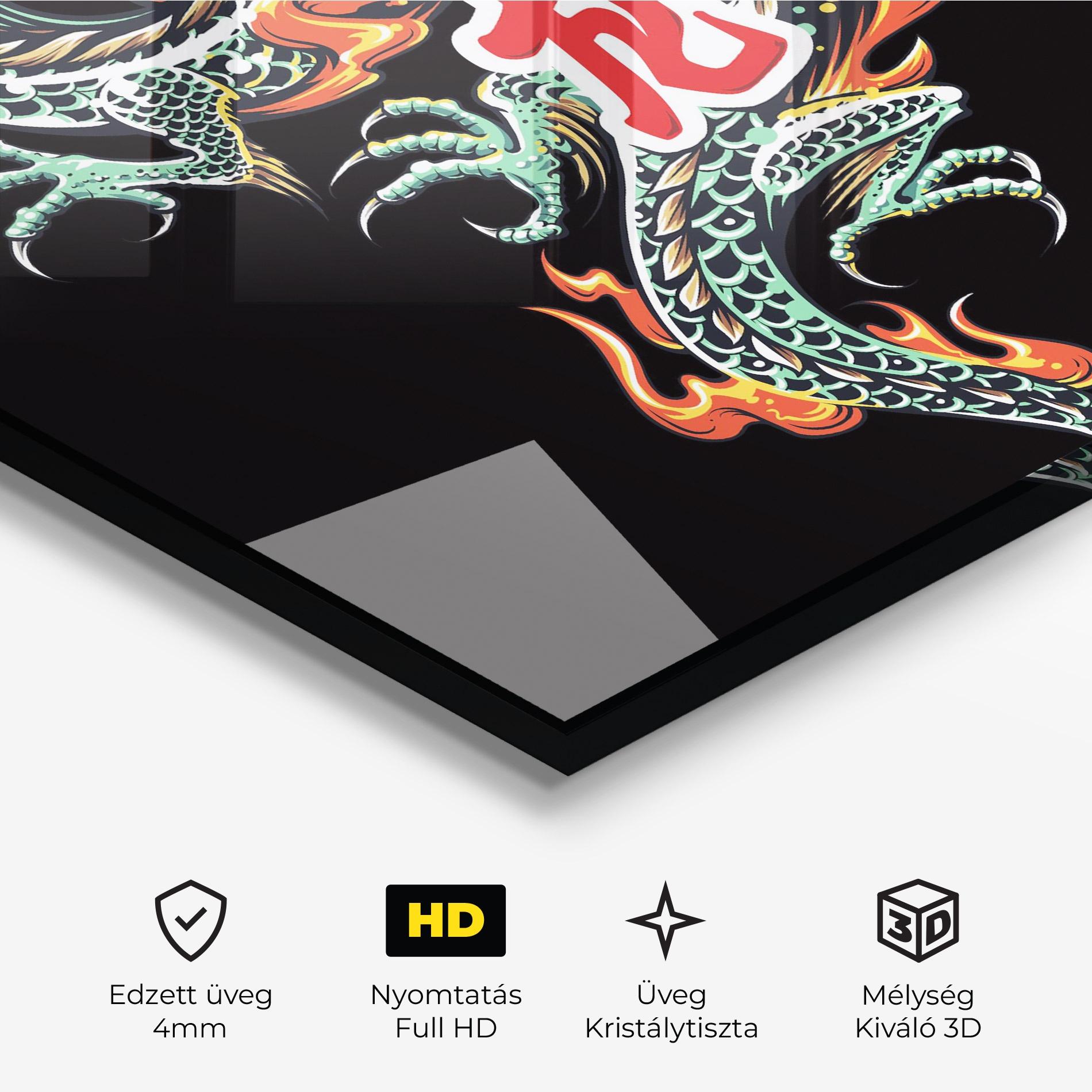 Üvegkép Green Fire Dragon mockup 3