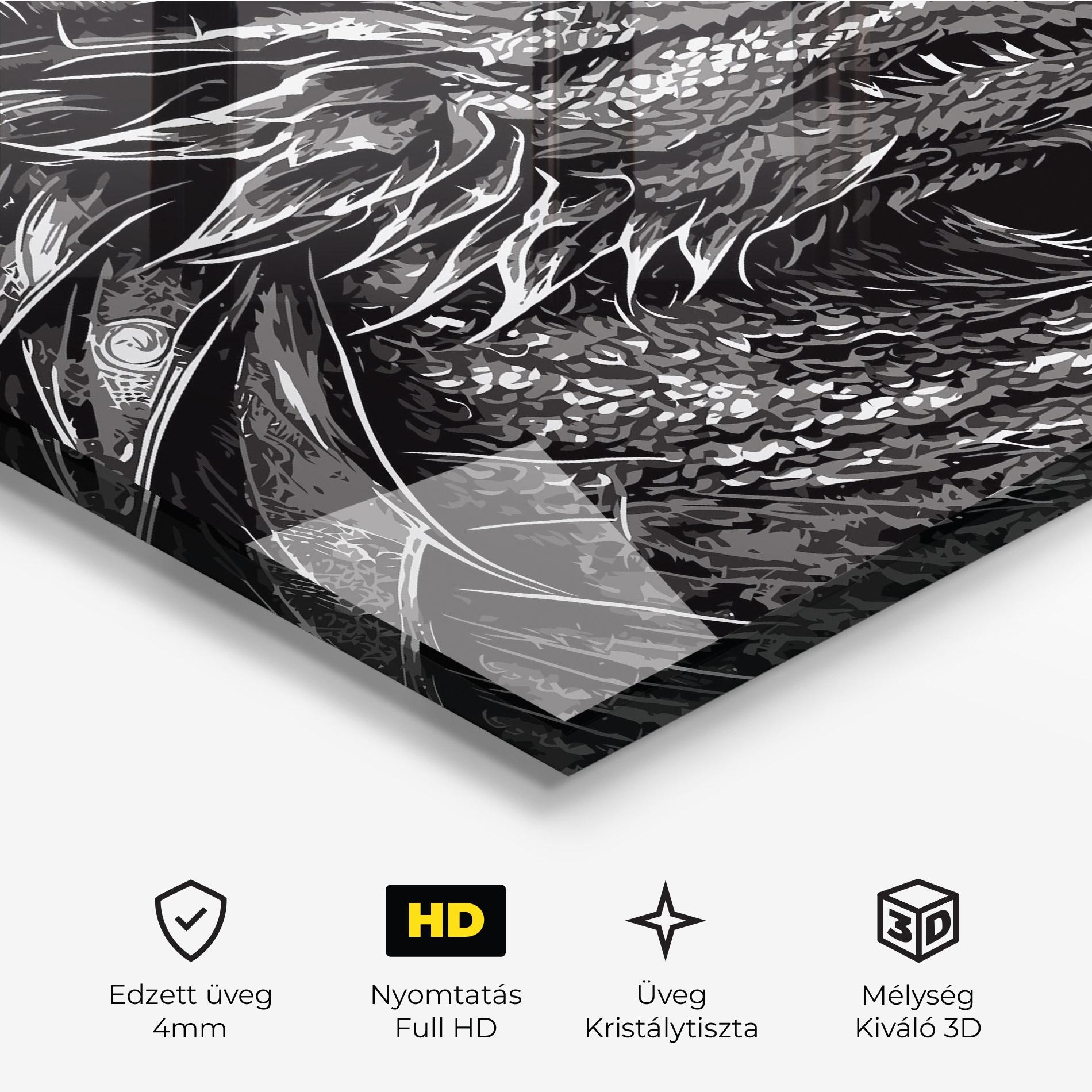 Üvegkép Grey White Dragon mockup 3
