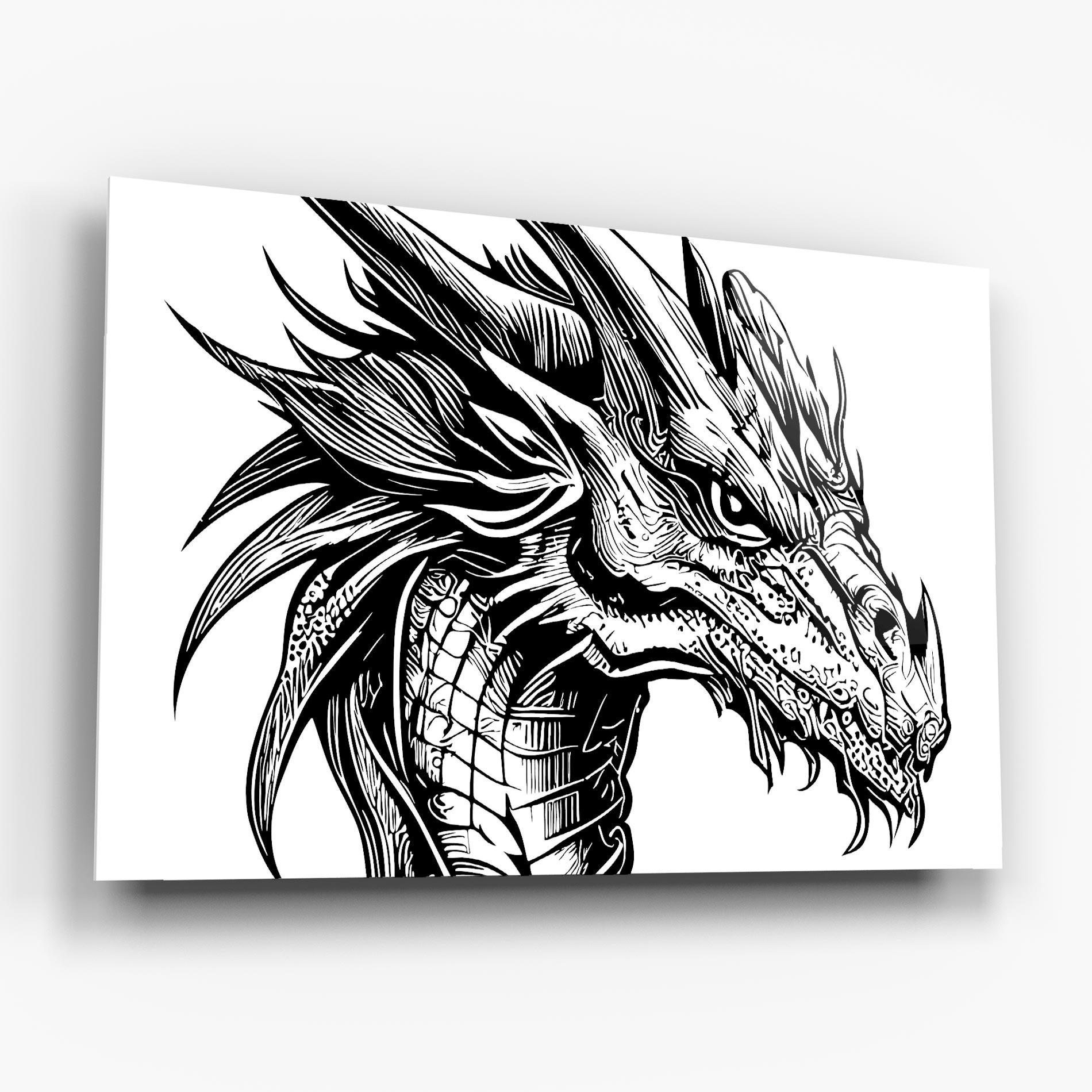 Üvegkép Black Line Dragon mockup 6