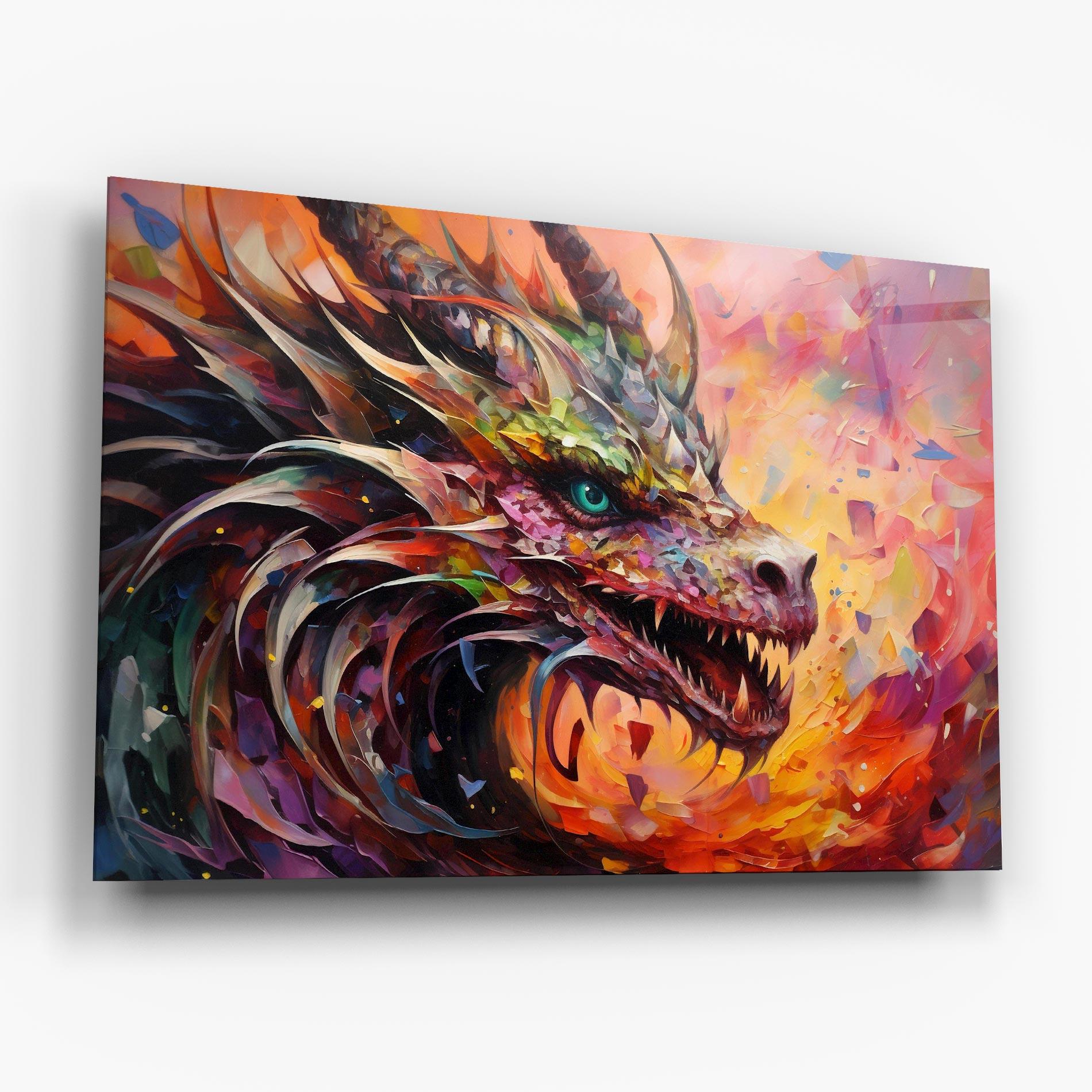 Üvegkép Colorful Dragon Painting mockup 6