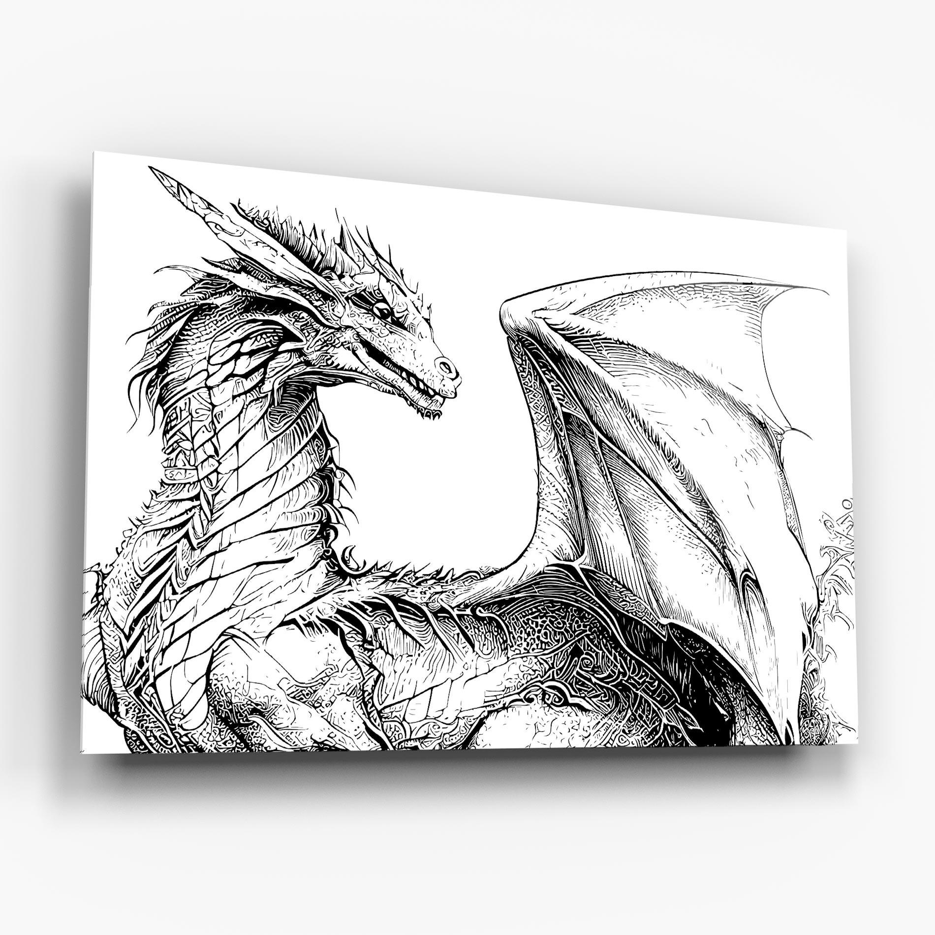 Üvegkép Dragon Sketch mockup 6