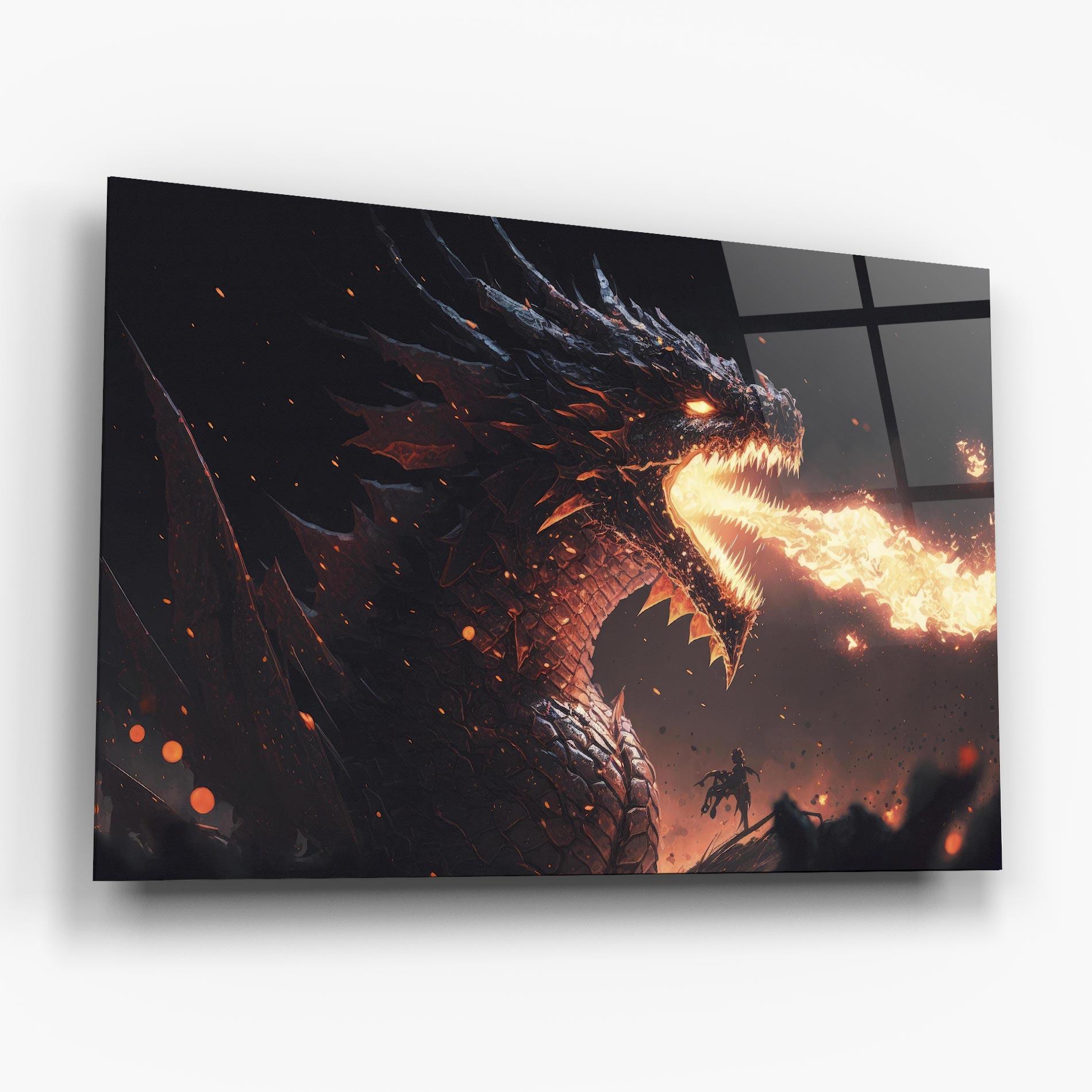 Üvegkép Fire Explosion Dragon mockup 6