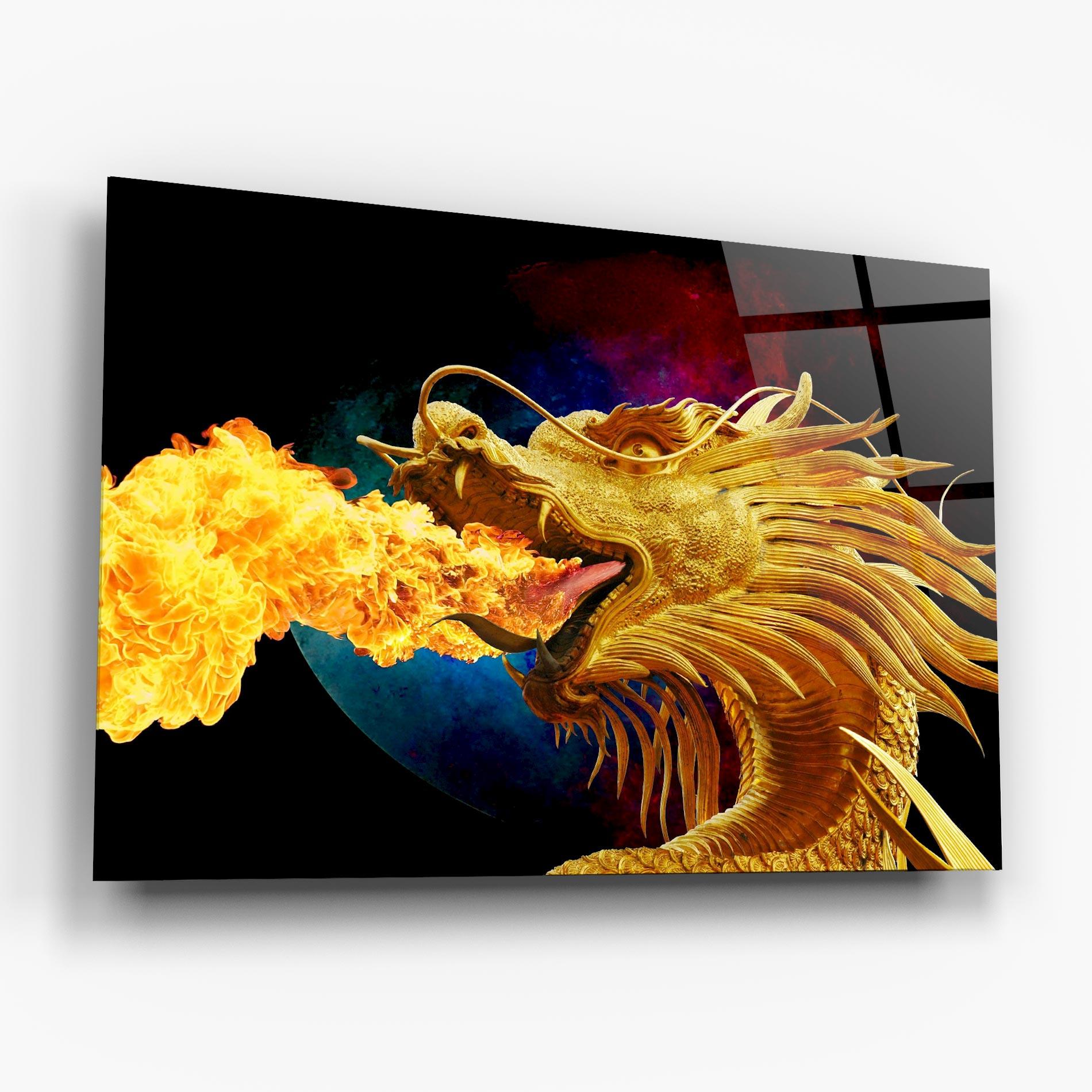 Üvegkép Golden Fire Dragon mockup 6