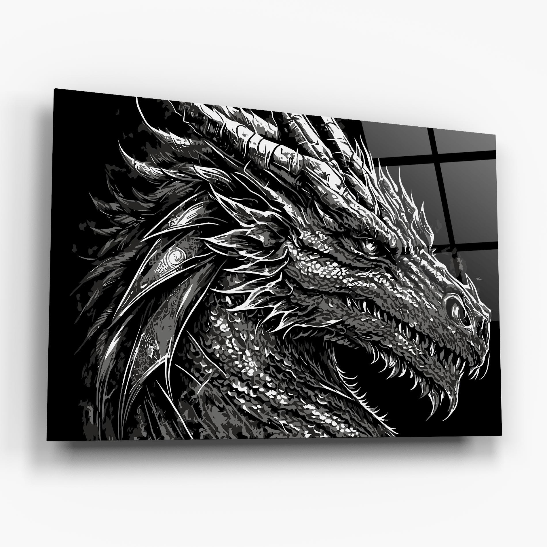 Üvegkép Grey White Dragon mockup 6