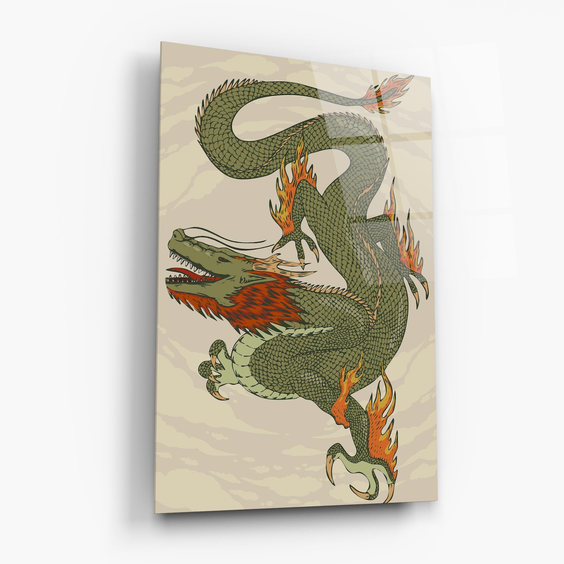 Üvegkép Chinese Dragon Green mockup 6