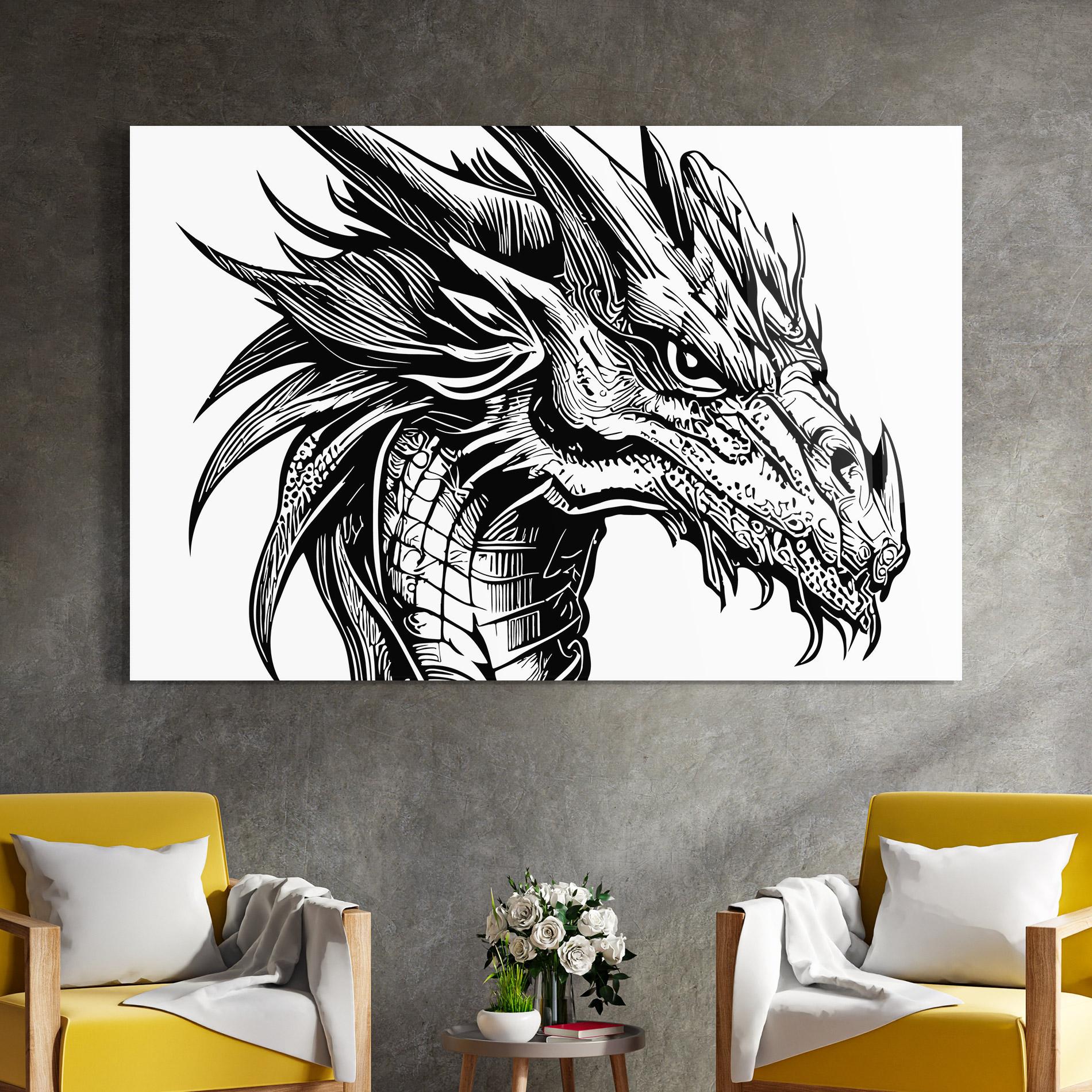 Üvegkép Black Line Dragon mockup 4