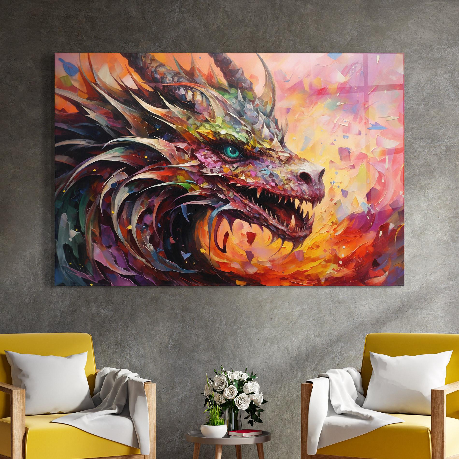 Üvegkép Colorful Dragon Painting mockup 4