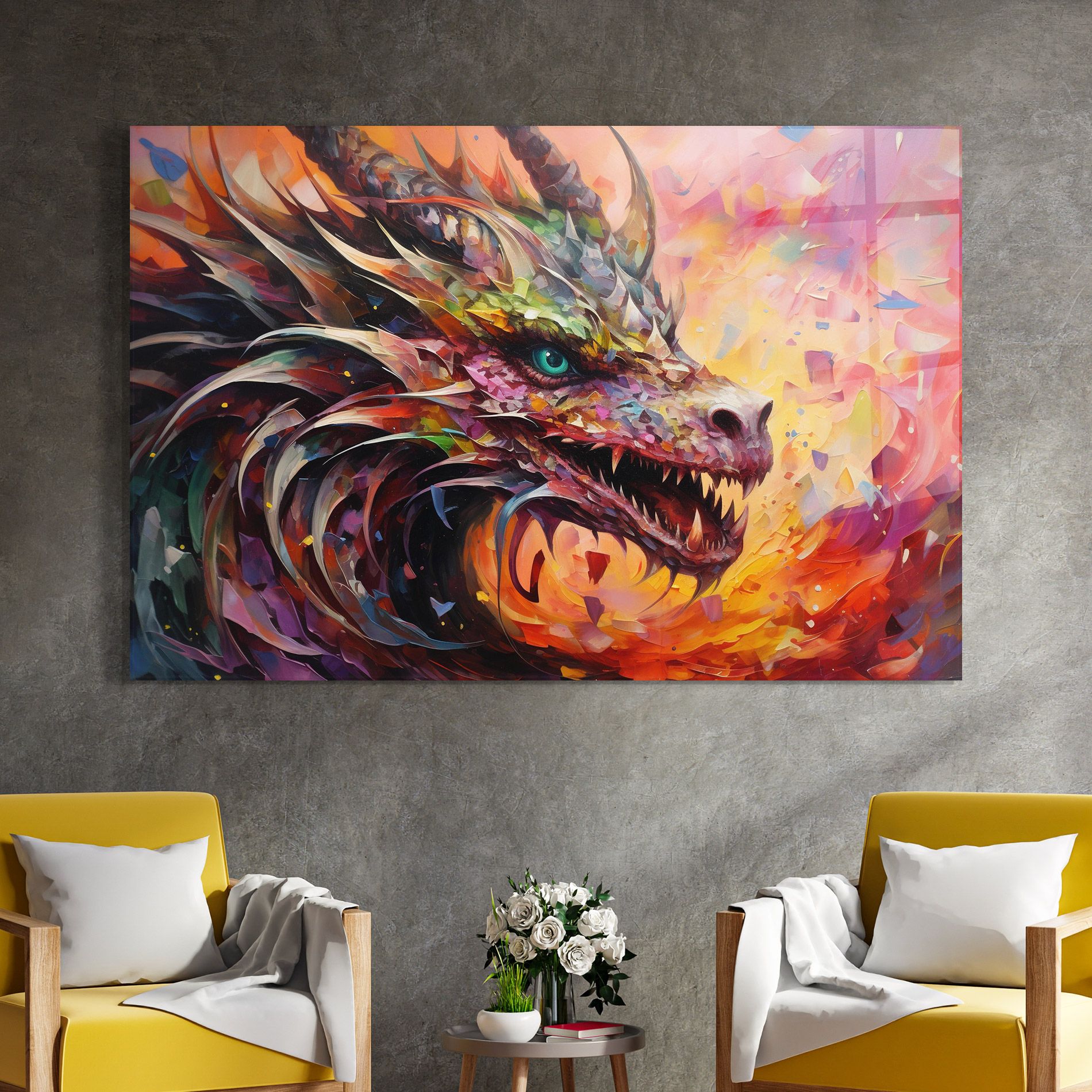 Colorful Dragon Painting mockup 4