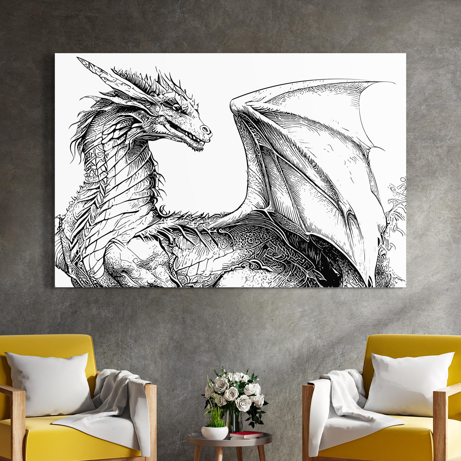 Üvegkép Dragon Sketch mockup 4