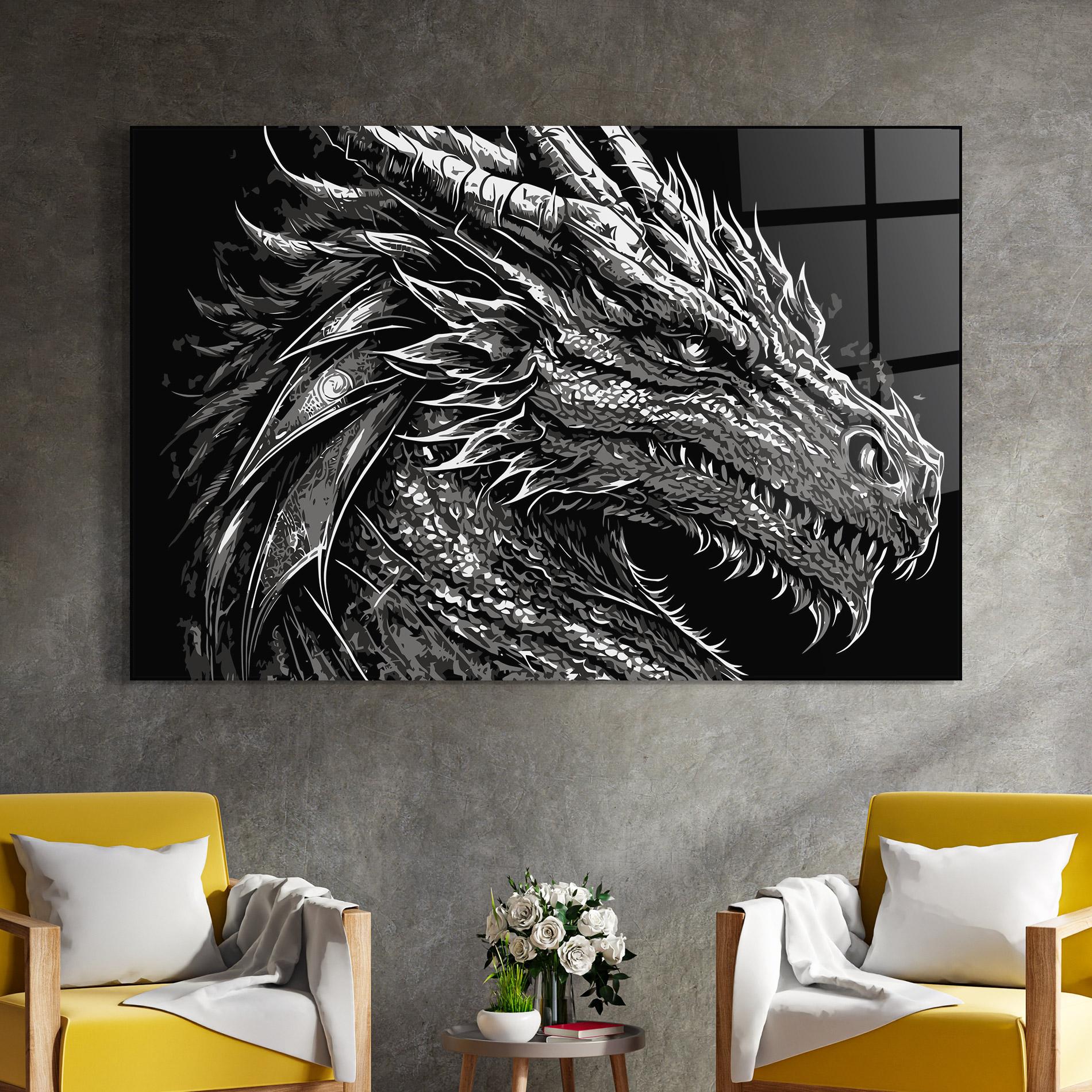 Üvegkép Grey White Dragon mockup 4