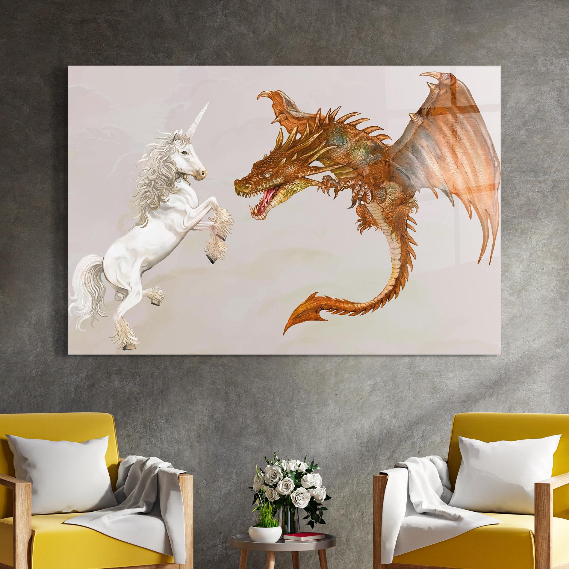 Üvegkép Unicorn And Dragon mockup 4