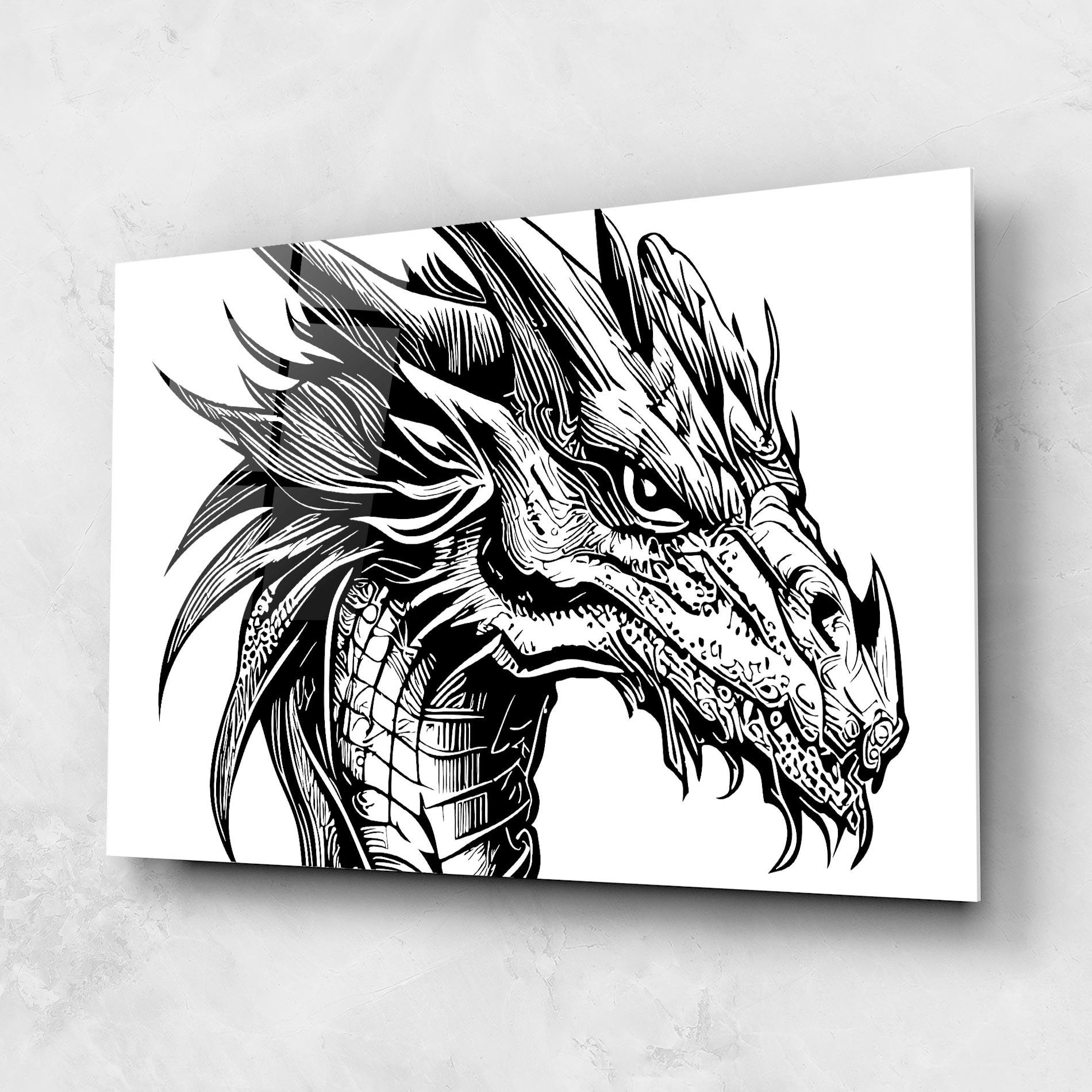 Üvegkép Black Line Dragon mockup 1