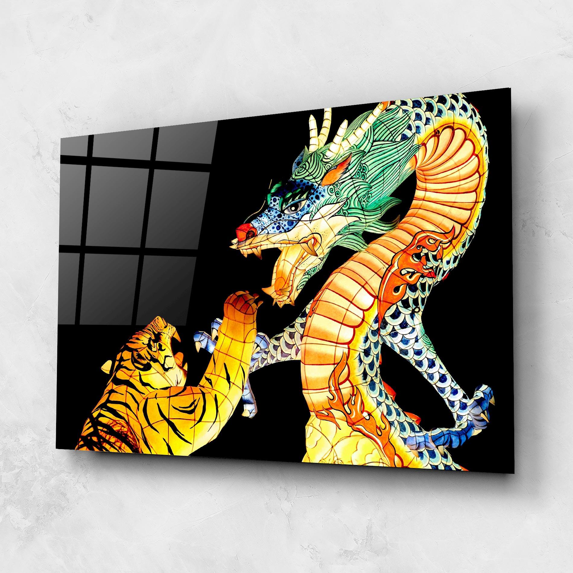 Üvegkép Chinese Dragon And Tiger mockup 1