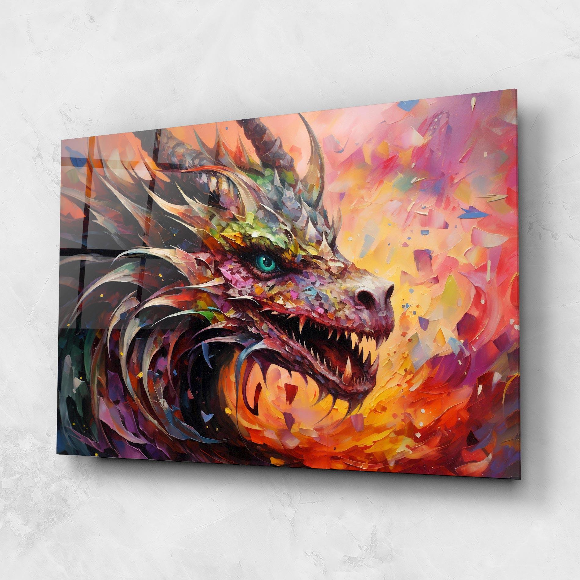 Üvegkép Colorful Dragon Painting mockup 1